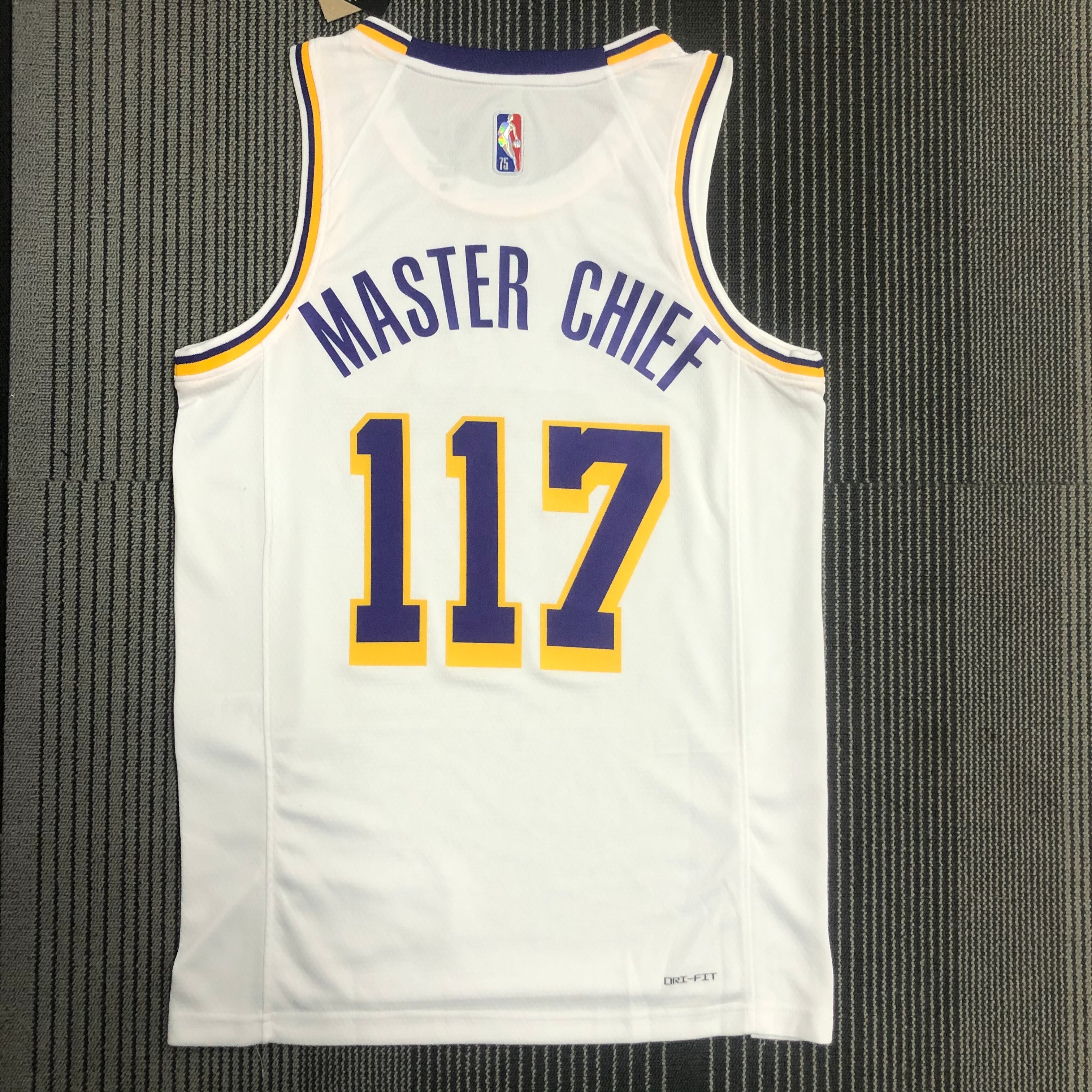 75th anniversary Lakers white X-BOX number 117