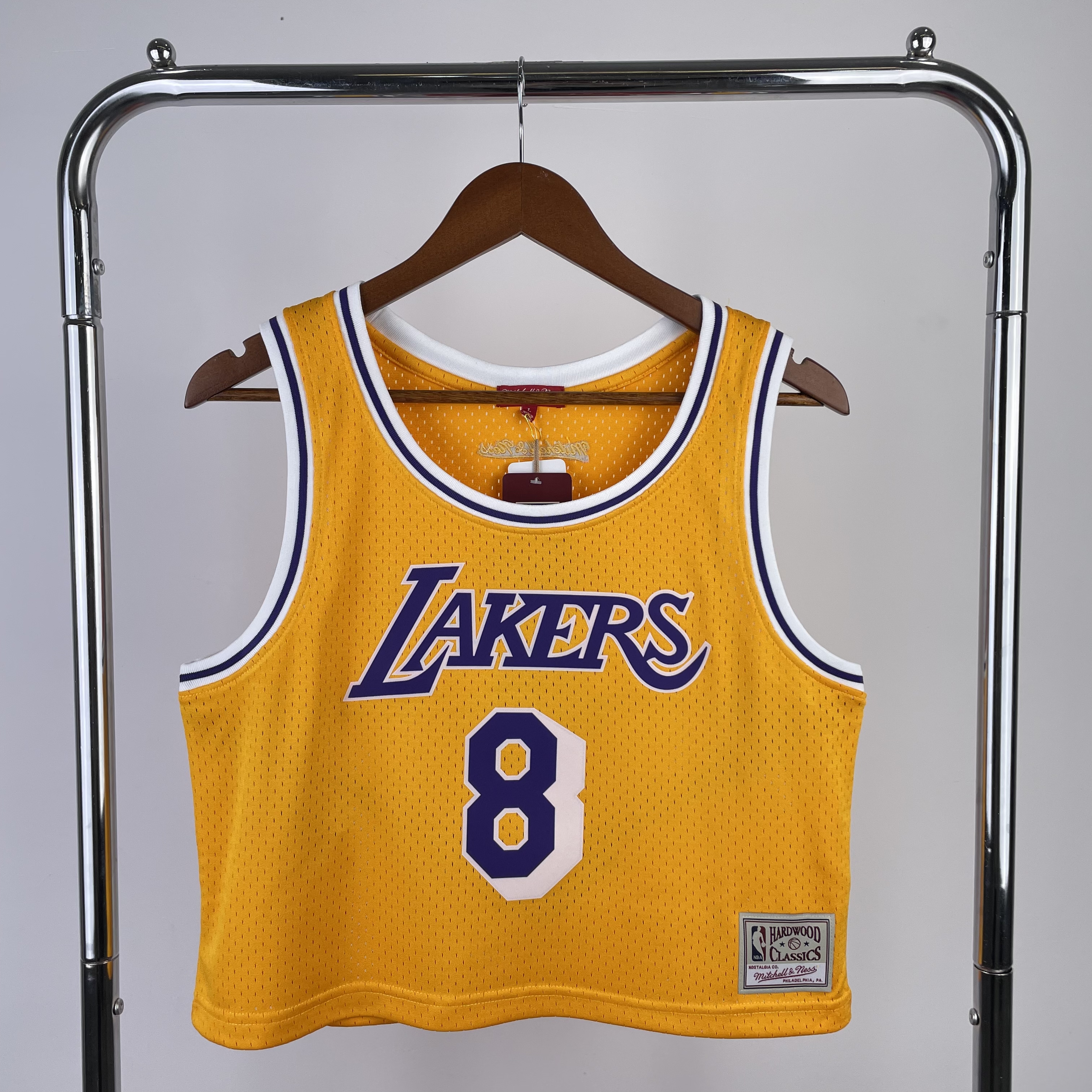 MN Women's crop throwback jersey Lakers yellow No. 8 Bryant