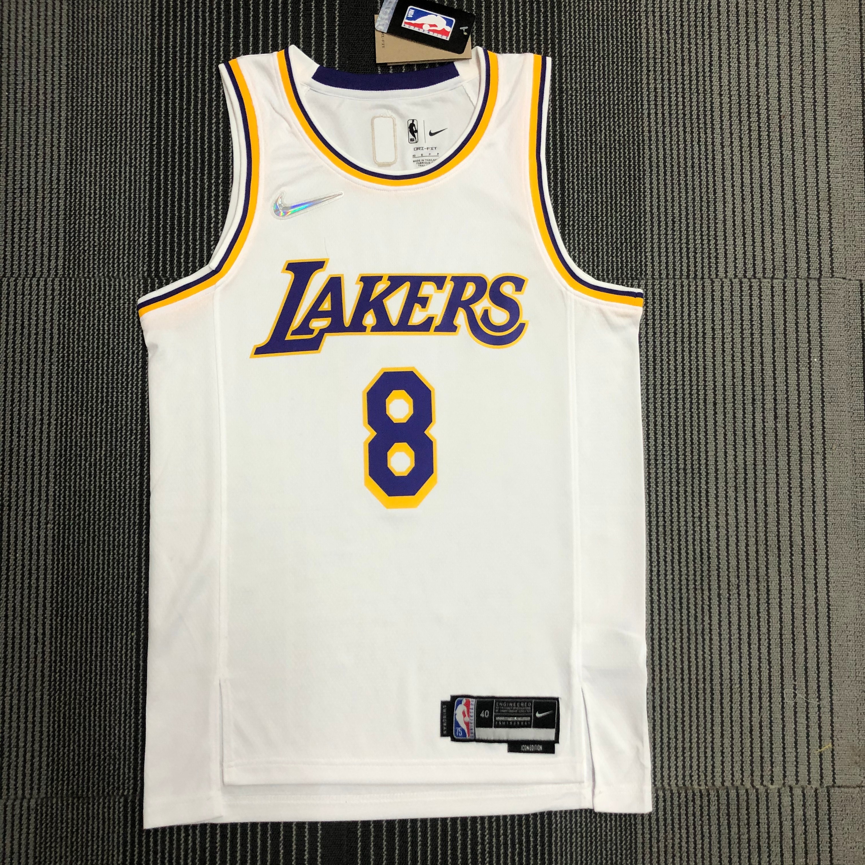 75th anniversary Lakers white No. 8 Bryant