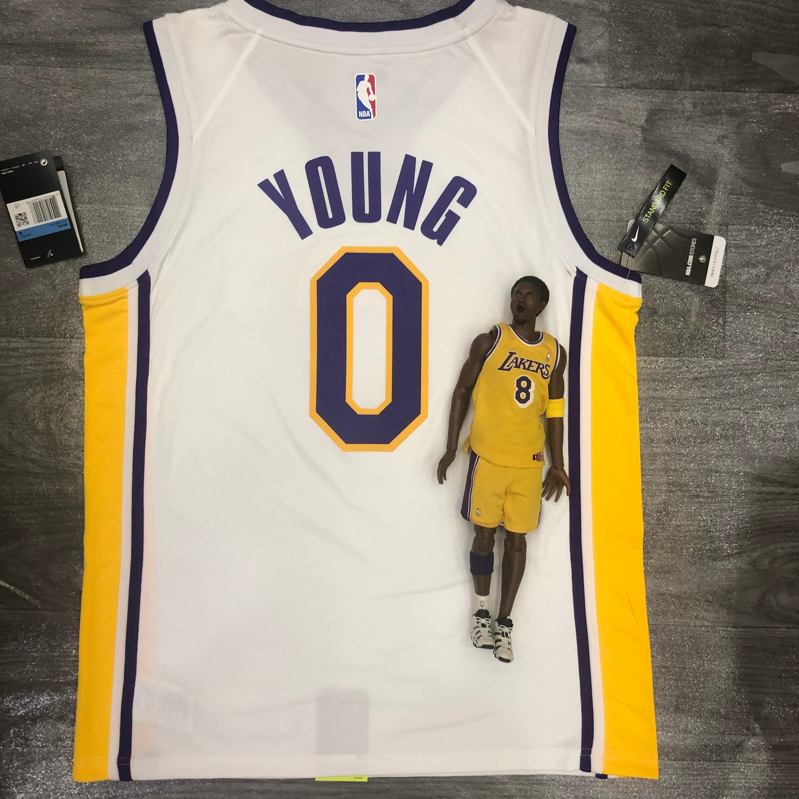 Lakers white V-neck No. 0 Nick Young