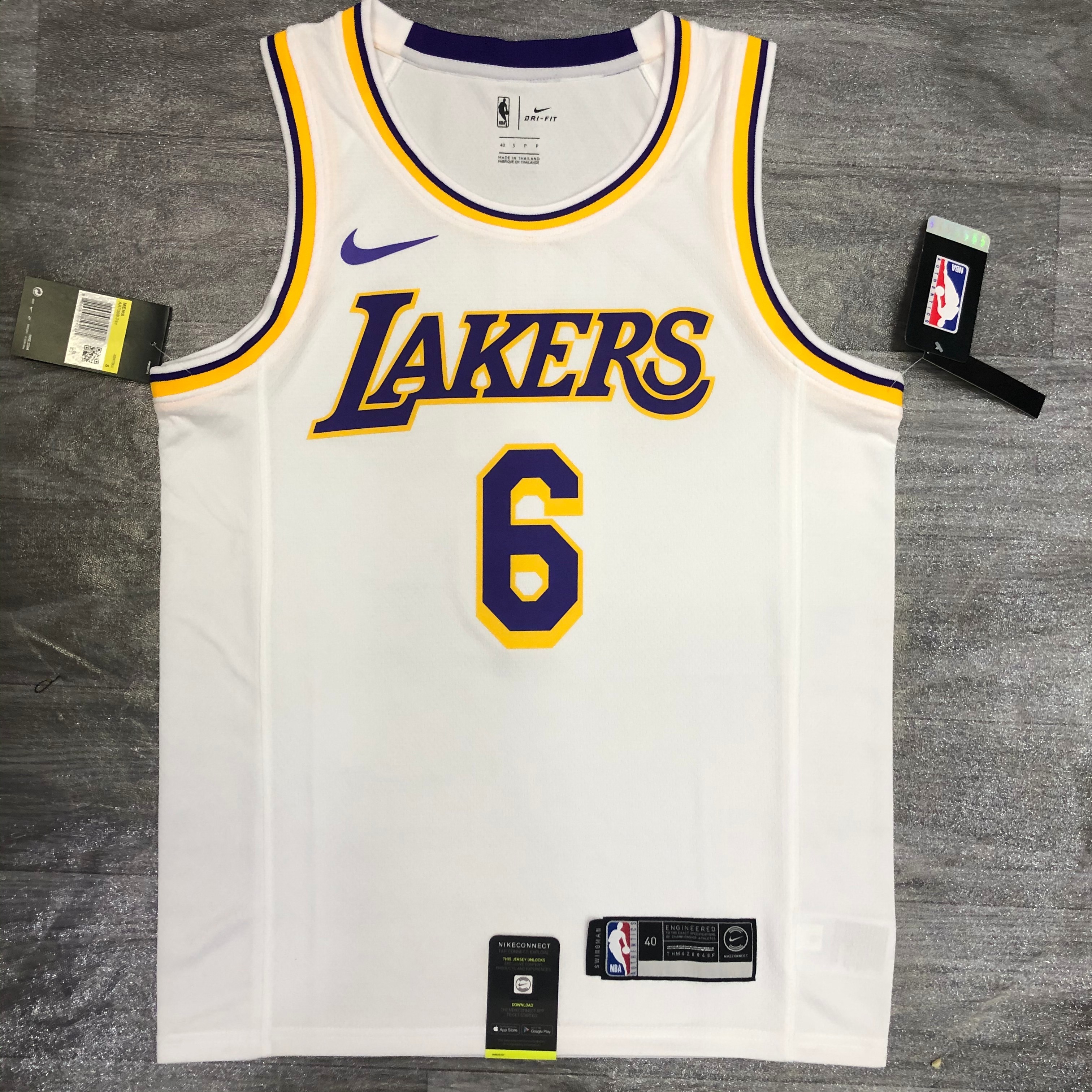 Lakers white crew neck No. 6 James