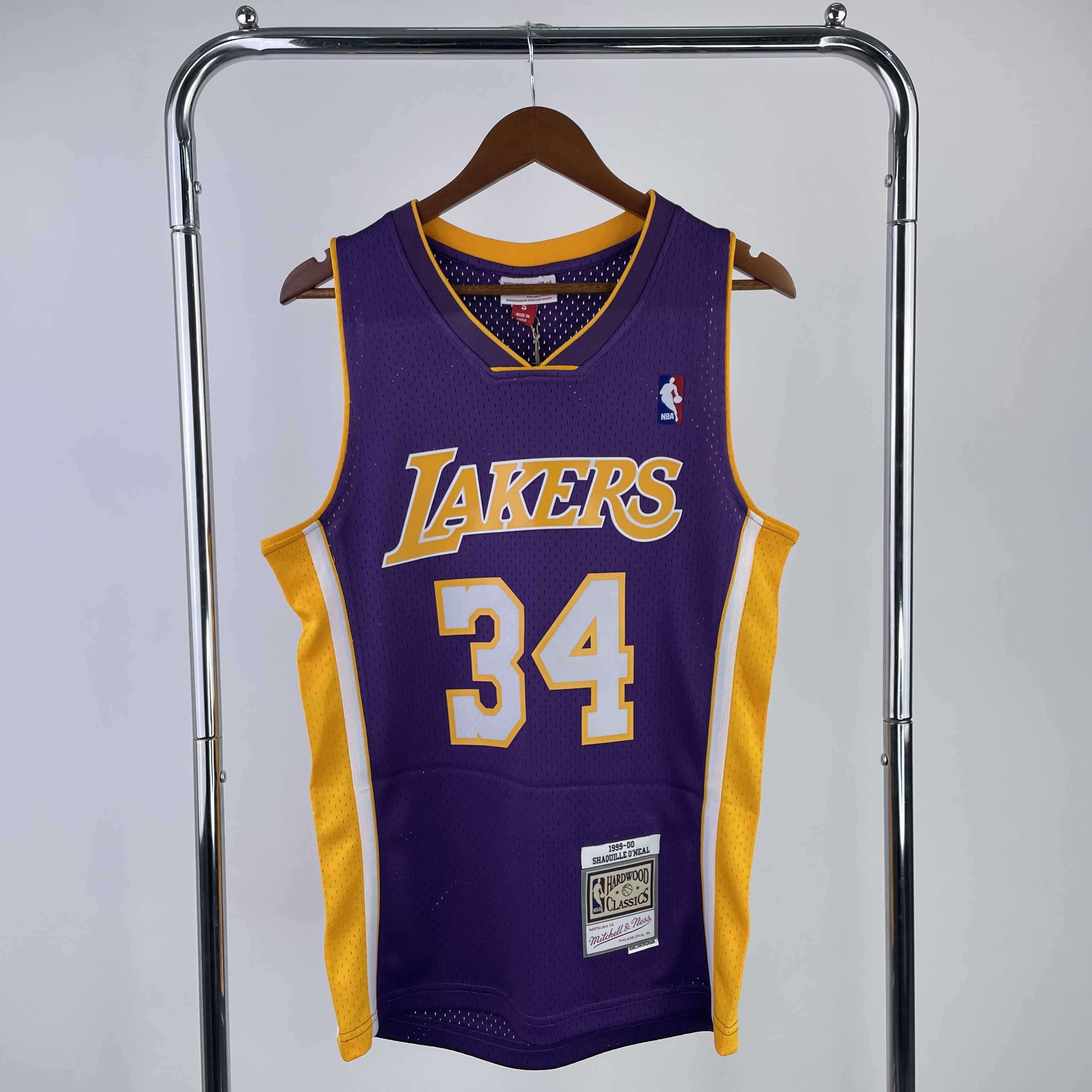 MN Hot Press Throwback jersey SW Lakers 1900 V-neck Purple No. 34 O 'Neal
