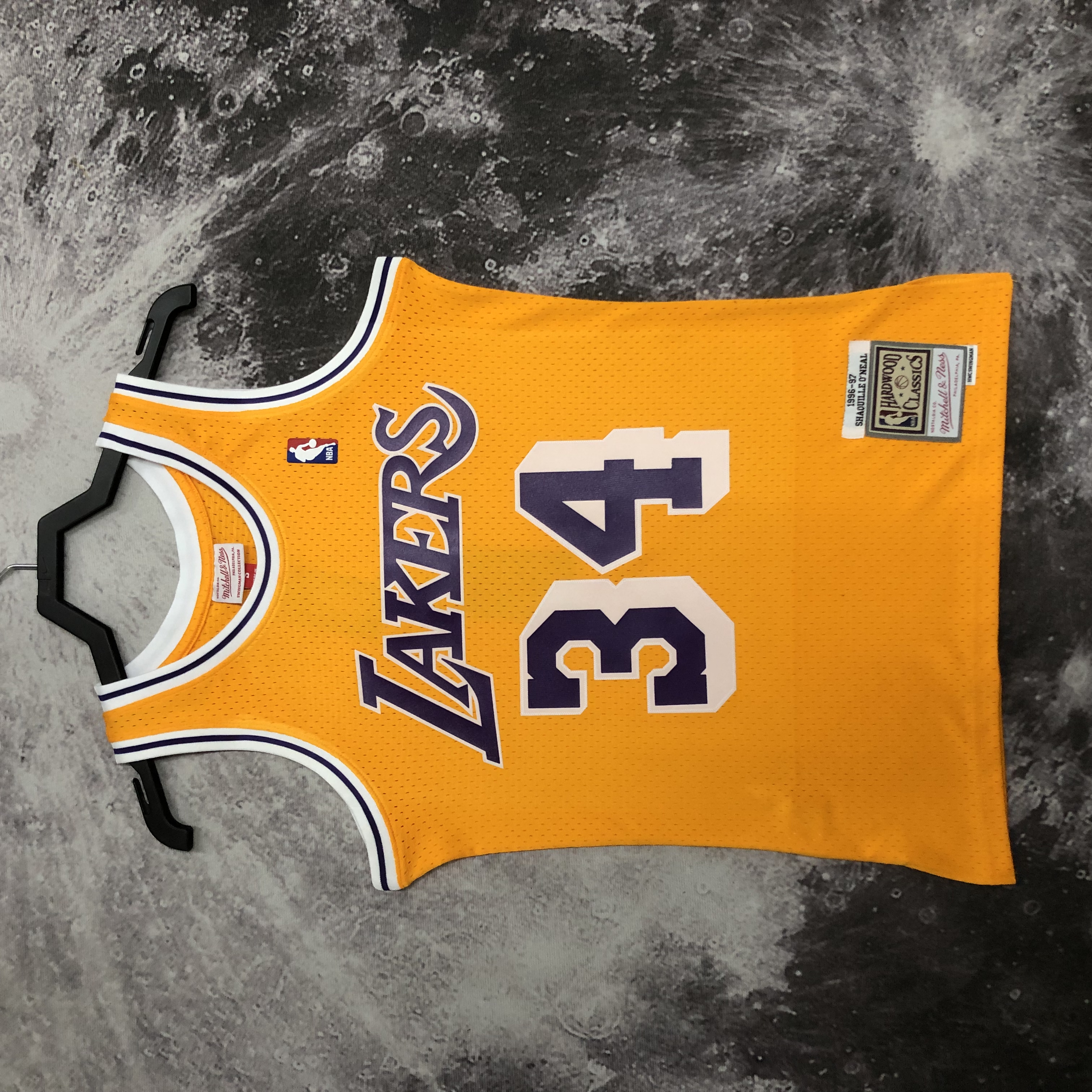 MN Hot Press throwback jersey SW Lakers 9697 round neck yellow No. 34 O 'Neal