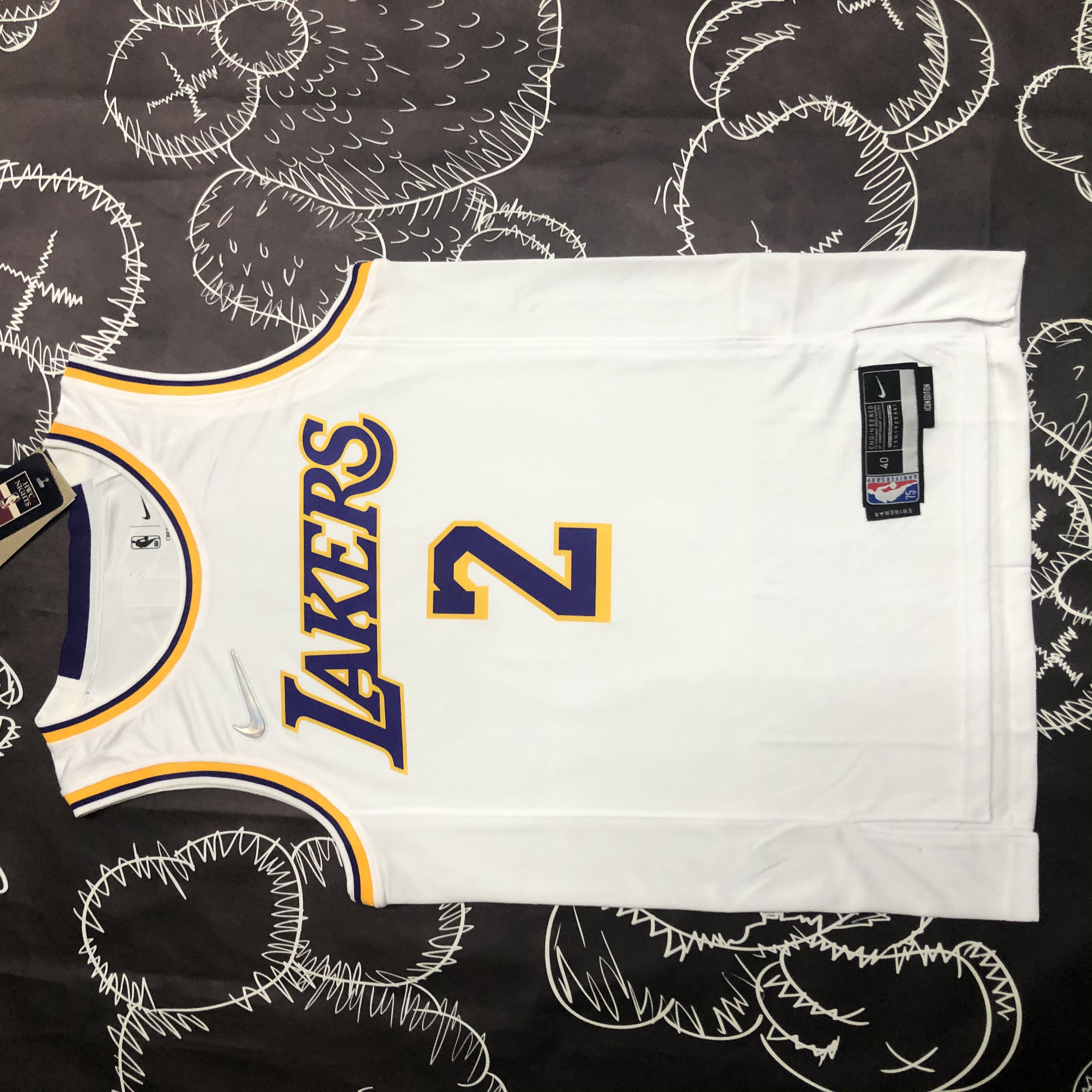 75th anniversary Lakers white No. 2 Irving