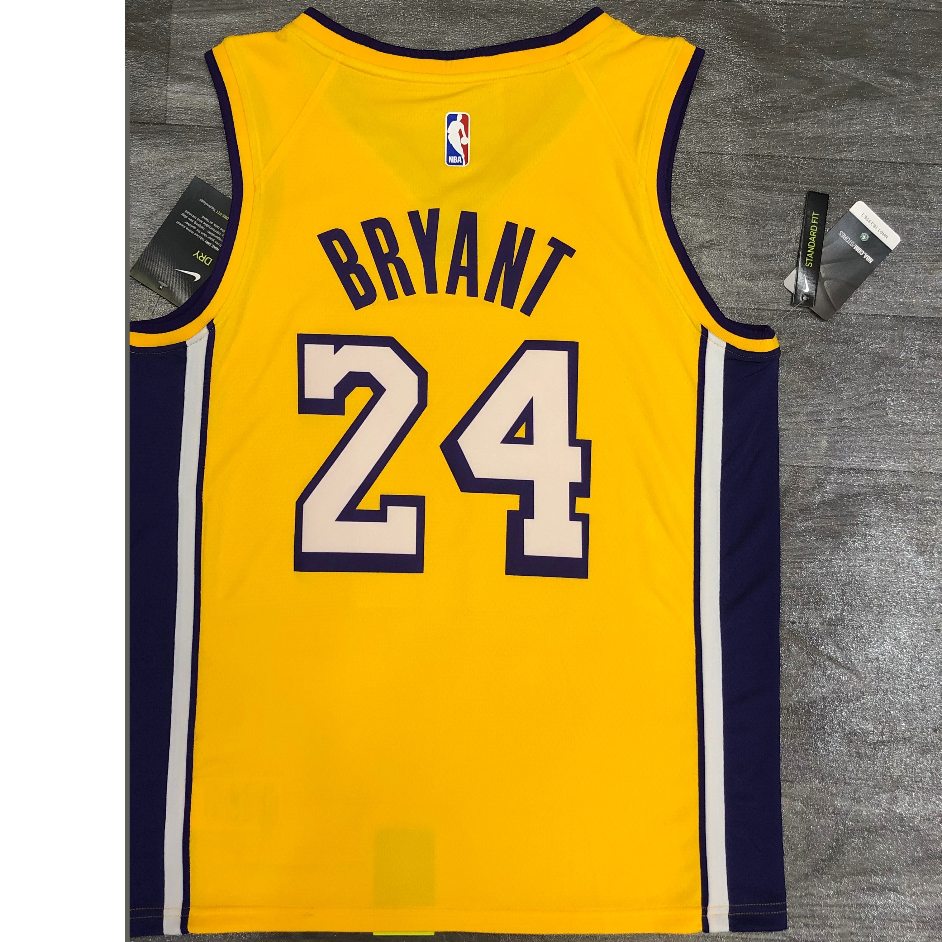 Lakers yellow V-neck No. 24 Bryant