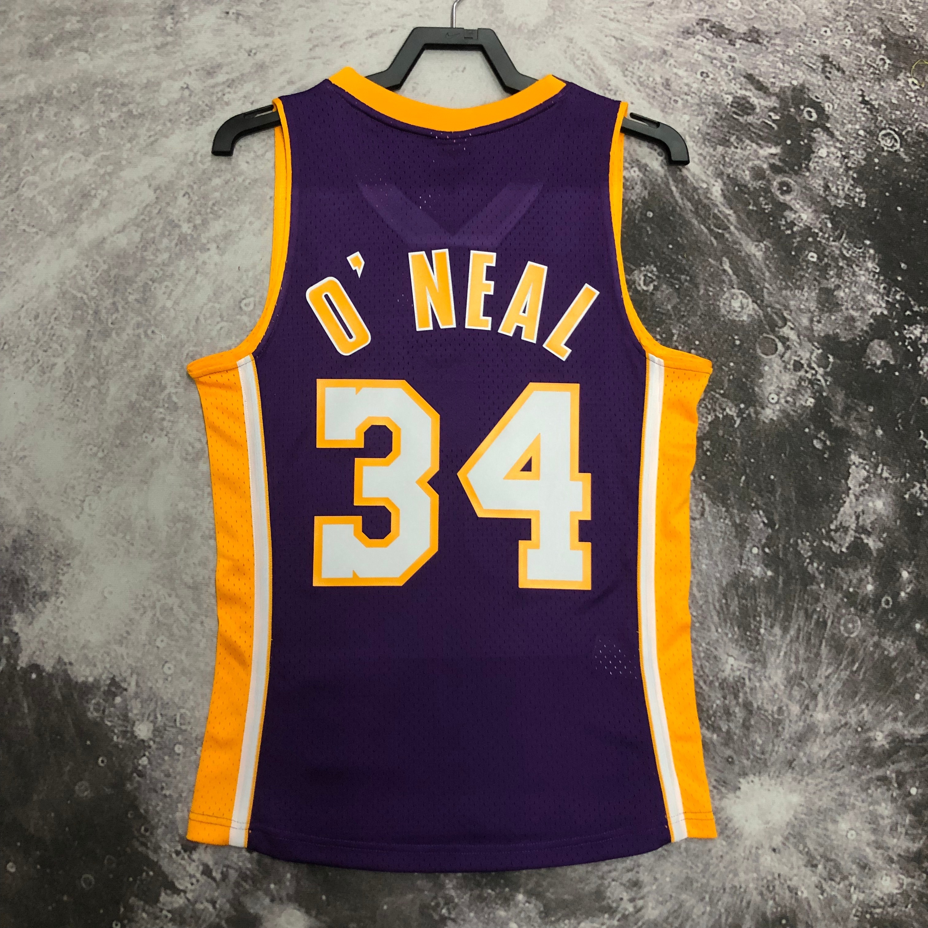 MN Hot Press Throwback jersey SW Lakers 1900 V-neck Purple No. 34 O 'Neal