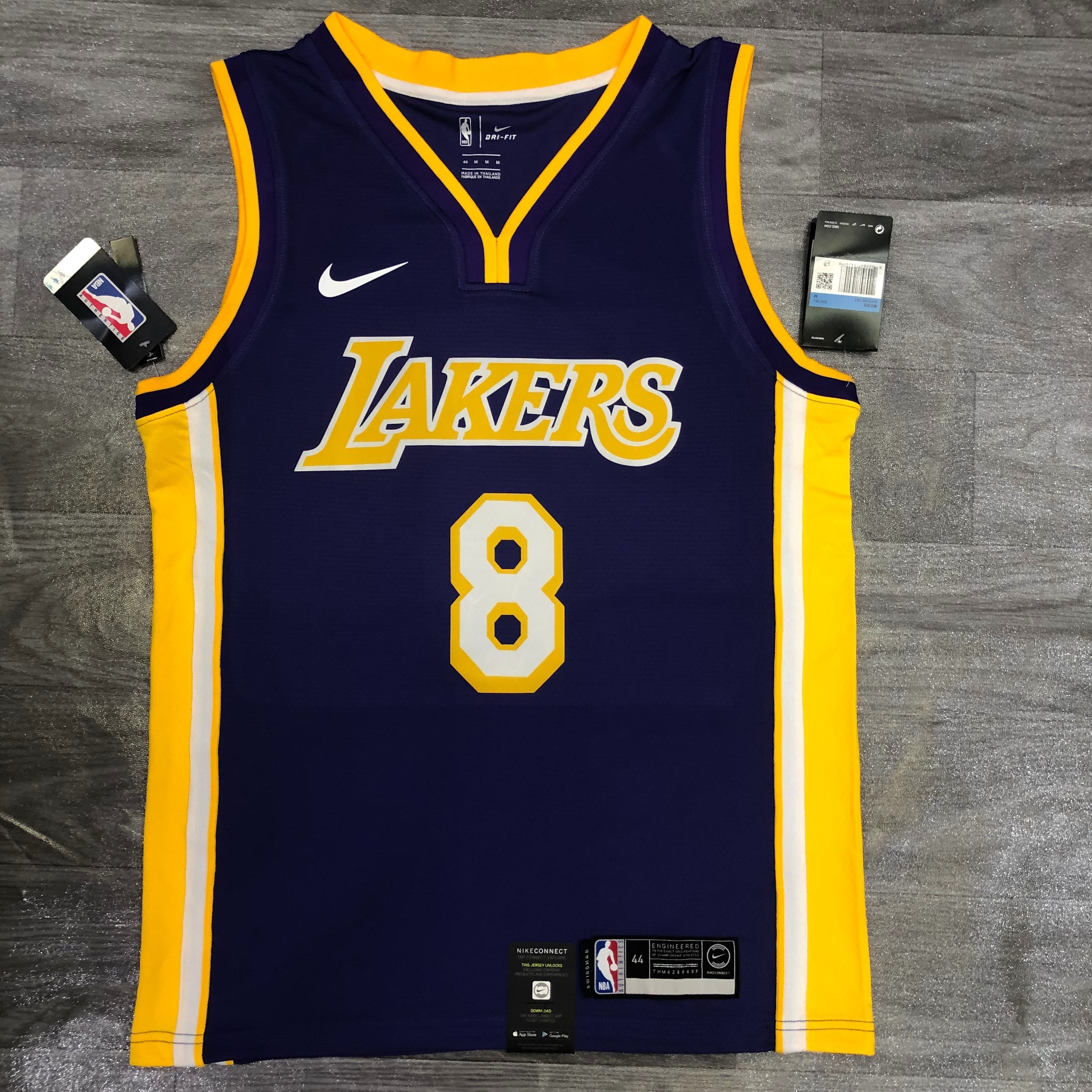 Lakers purple V-neck No. 8 Bryant
