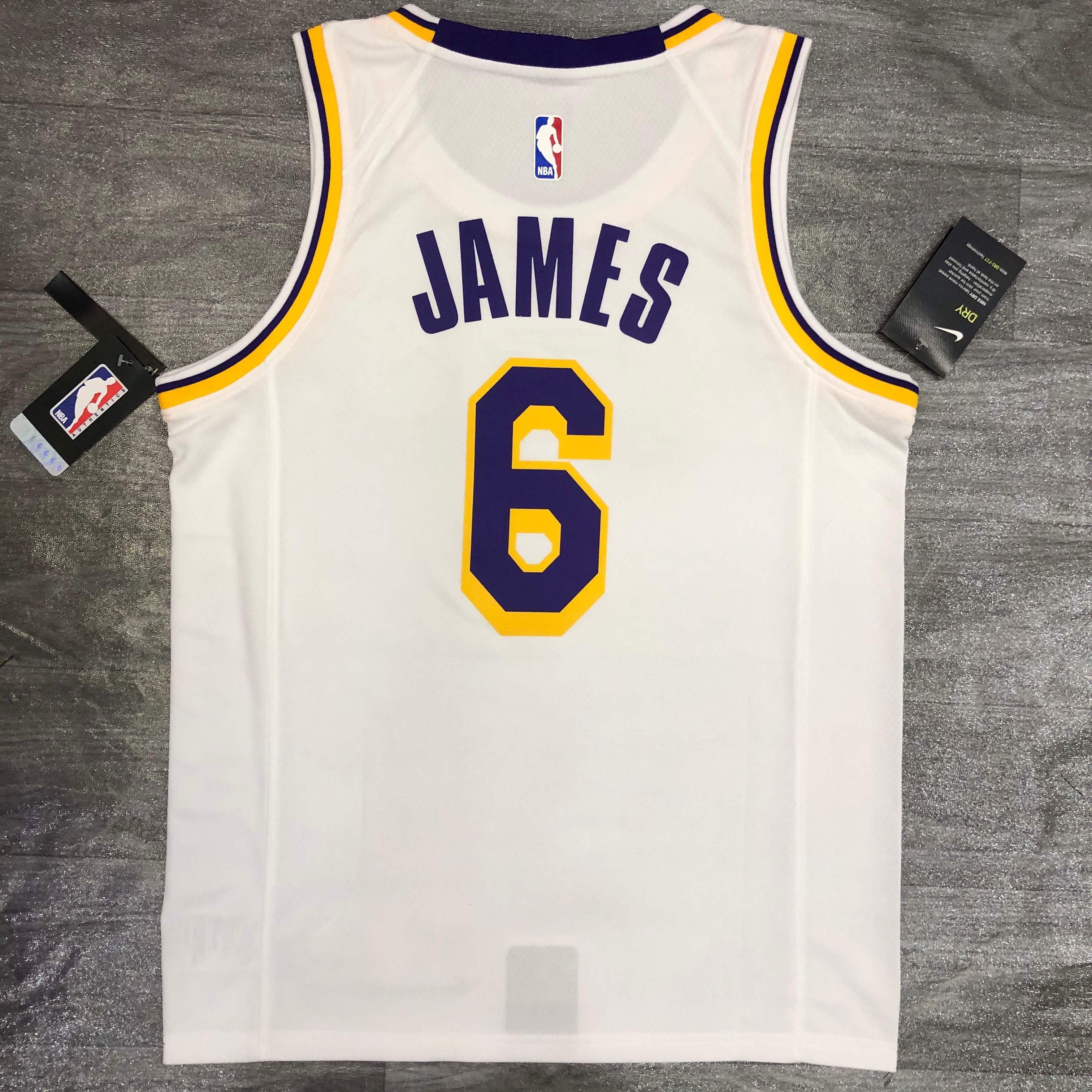 Lakers white crew neck No. 6 James