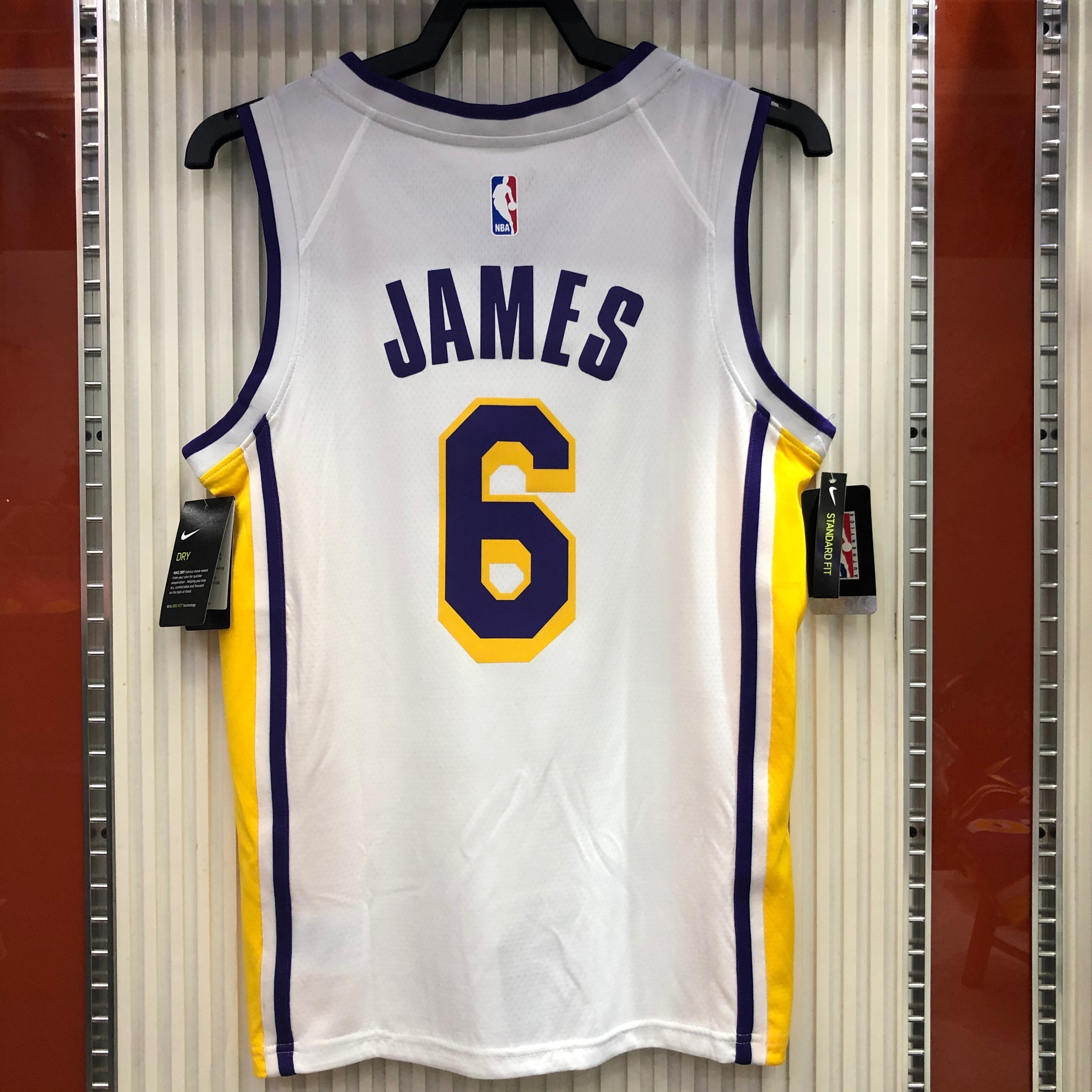 Lakers white V-neck No. 6 James