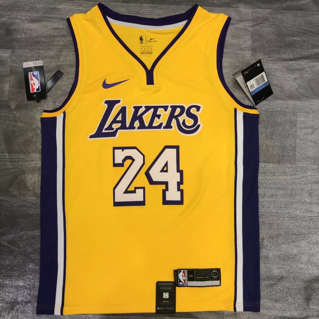 Lakers yellow V-neck No. 24 Bryant