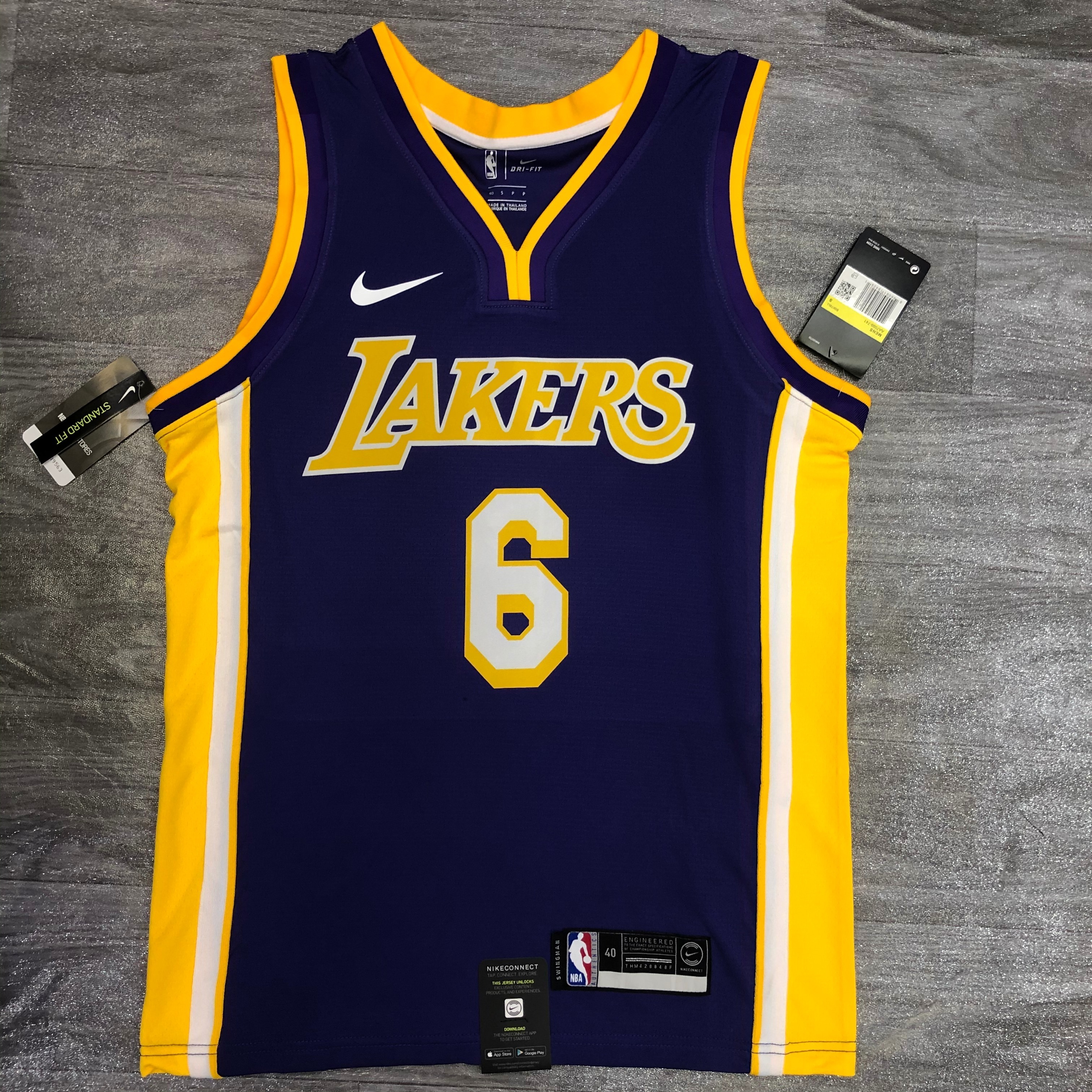 Lakers purple V-neck No. 6 James