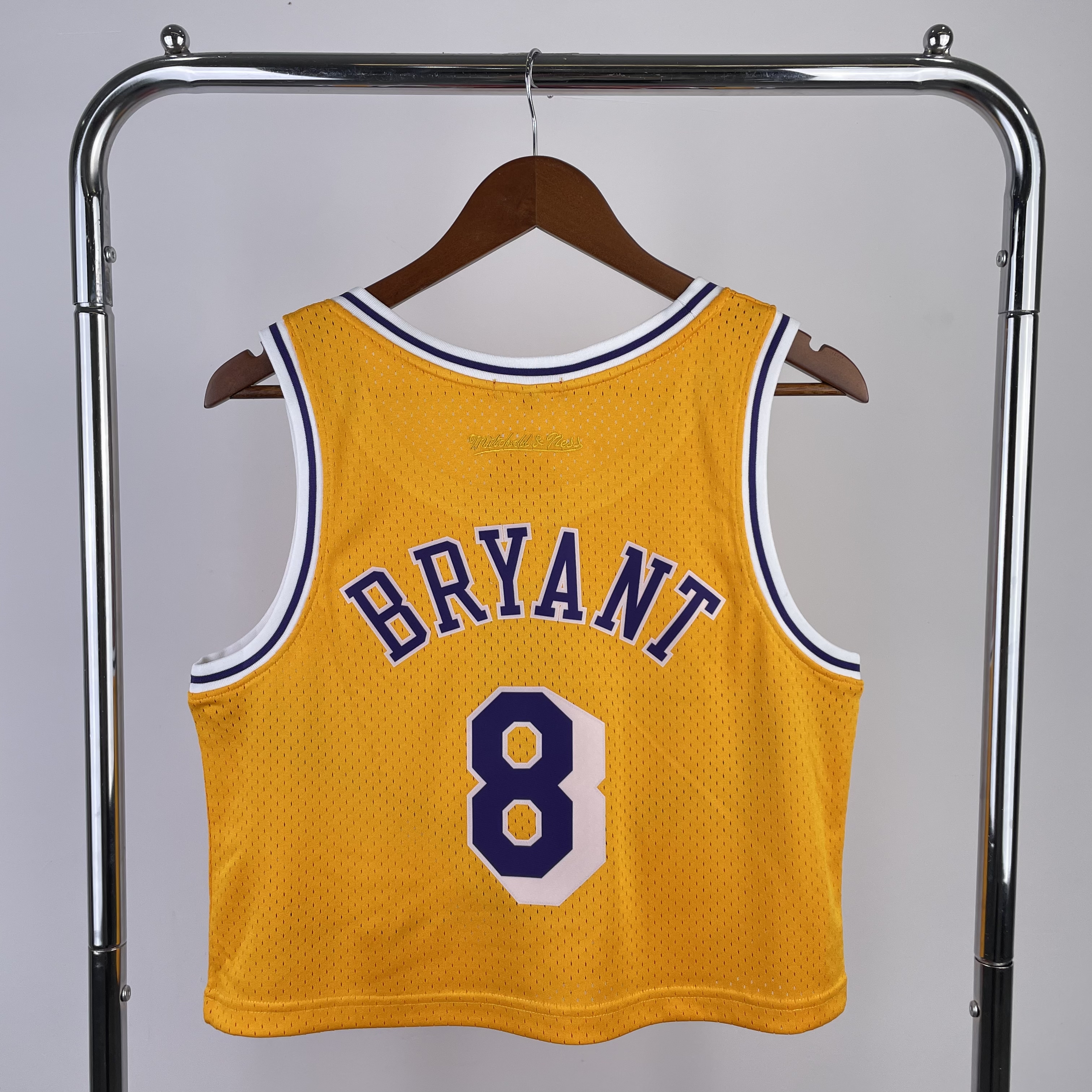 MN Women's crop throwback jersey Lakers yellow No. 8 Bryant