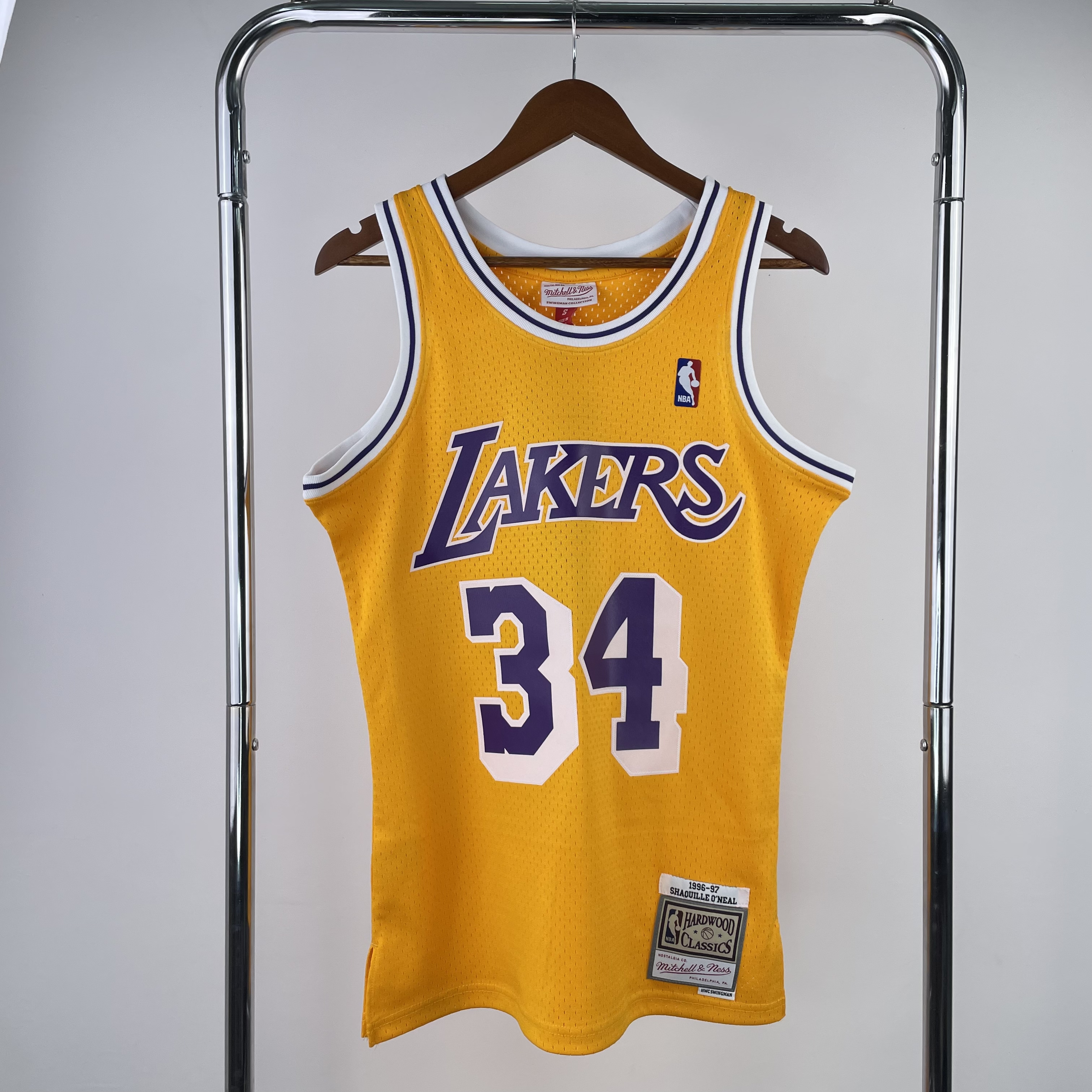 MN Hot Press throwback jersey SW Lakers 9697 round neck yellow No. 34 O 'Neal