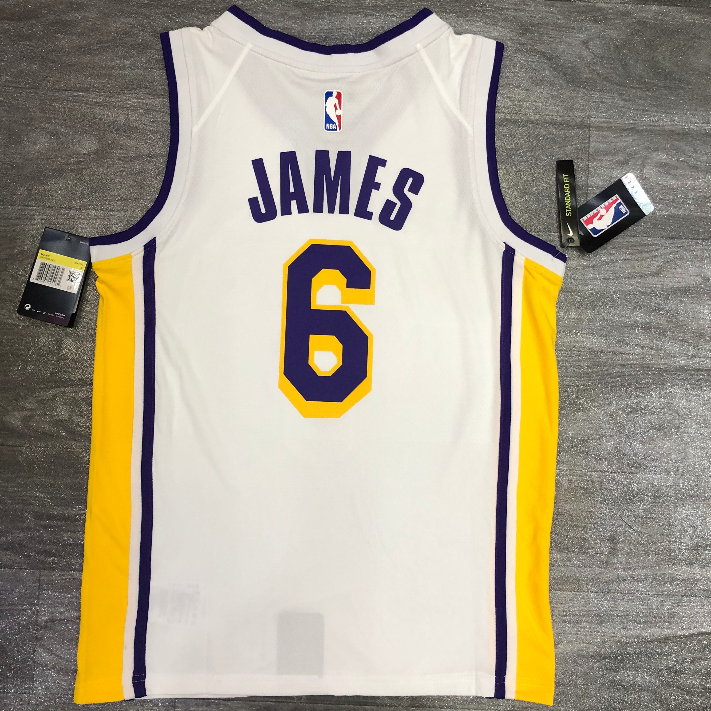 Lakers white V-neck No. 6 James