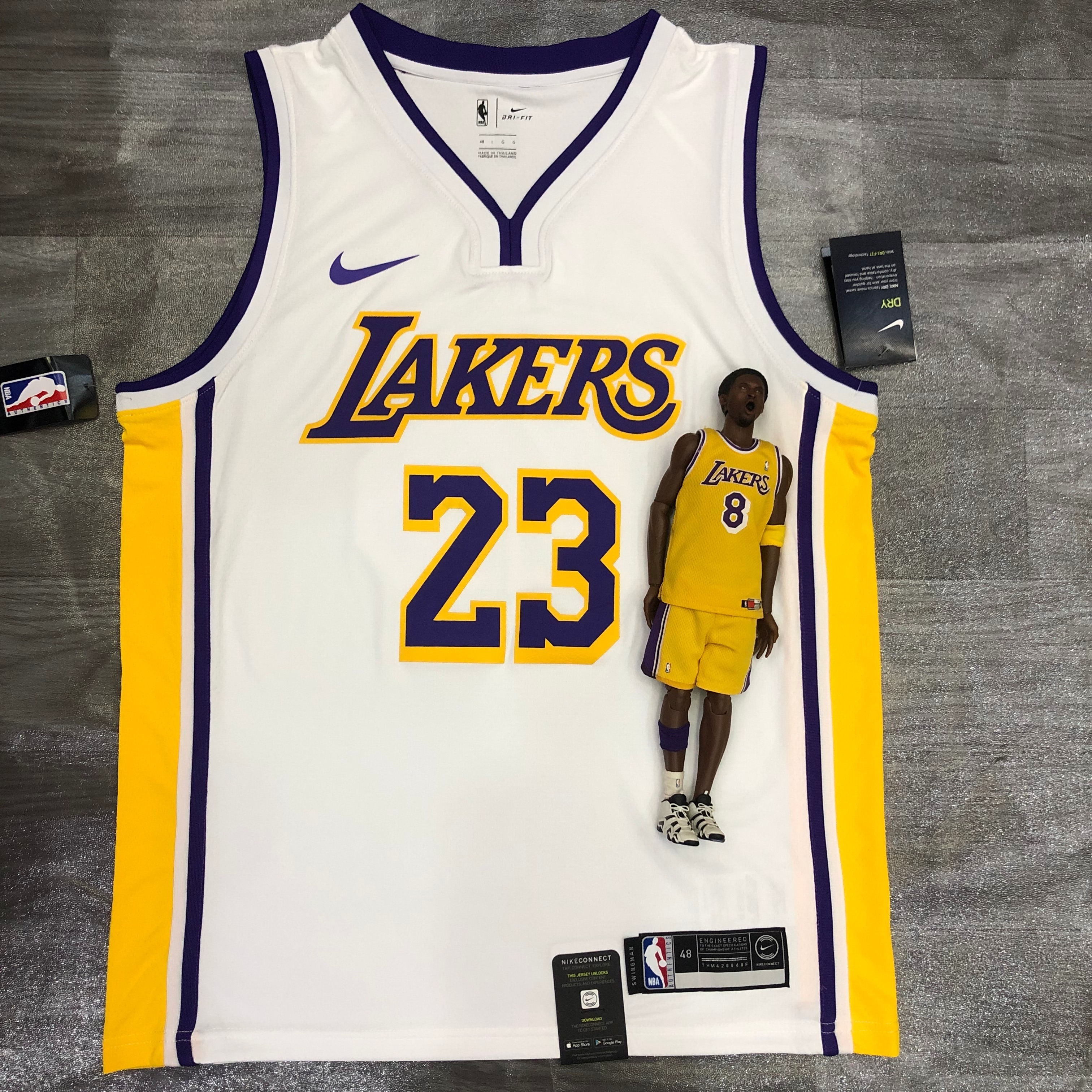 Lakers white V-neck No. 23 James