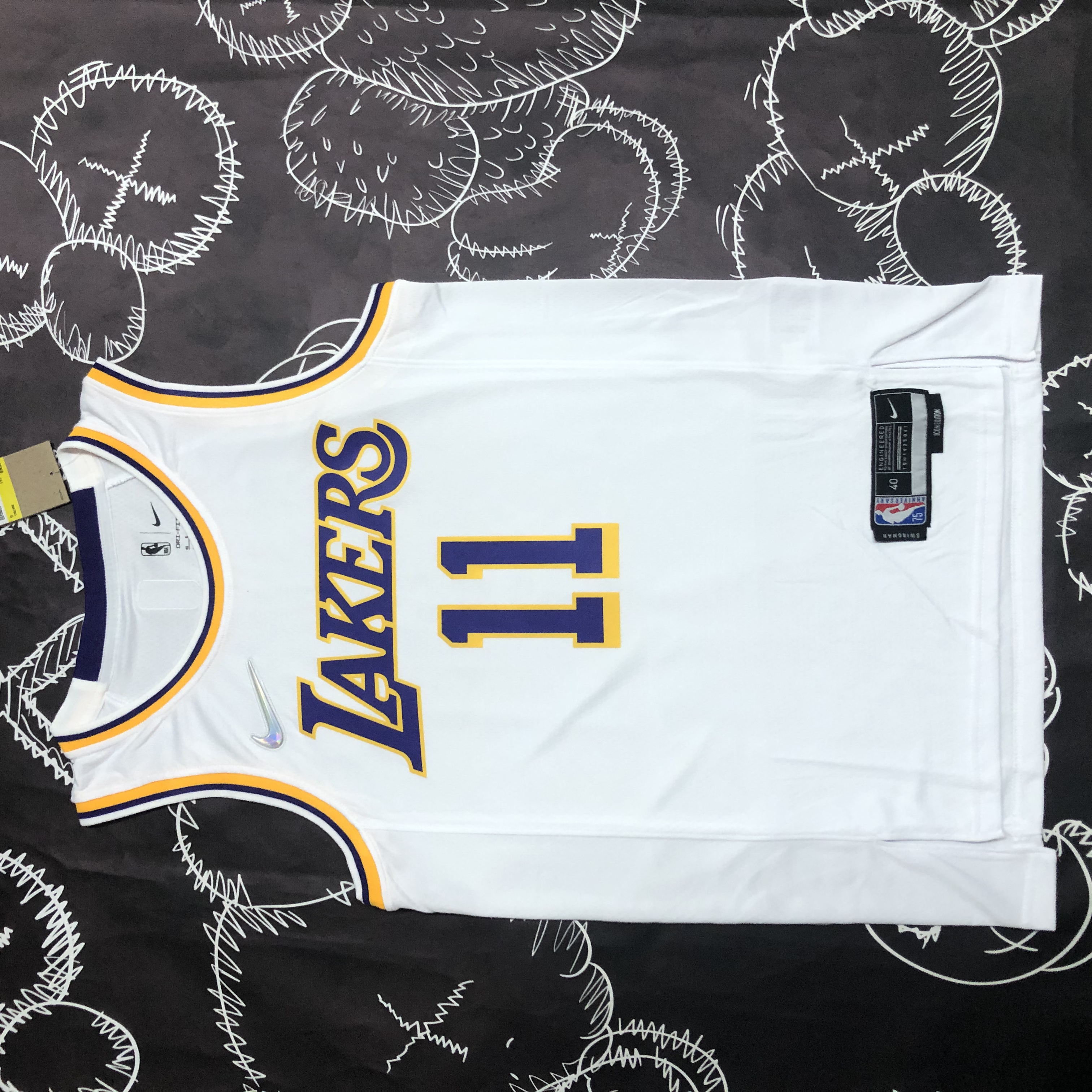 75th anniversary Lakers white No. 11 Irving