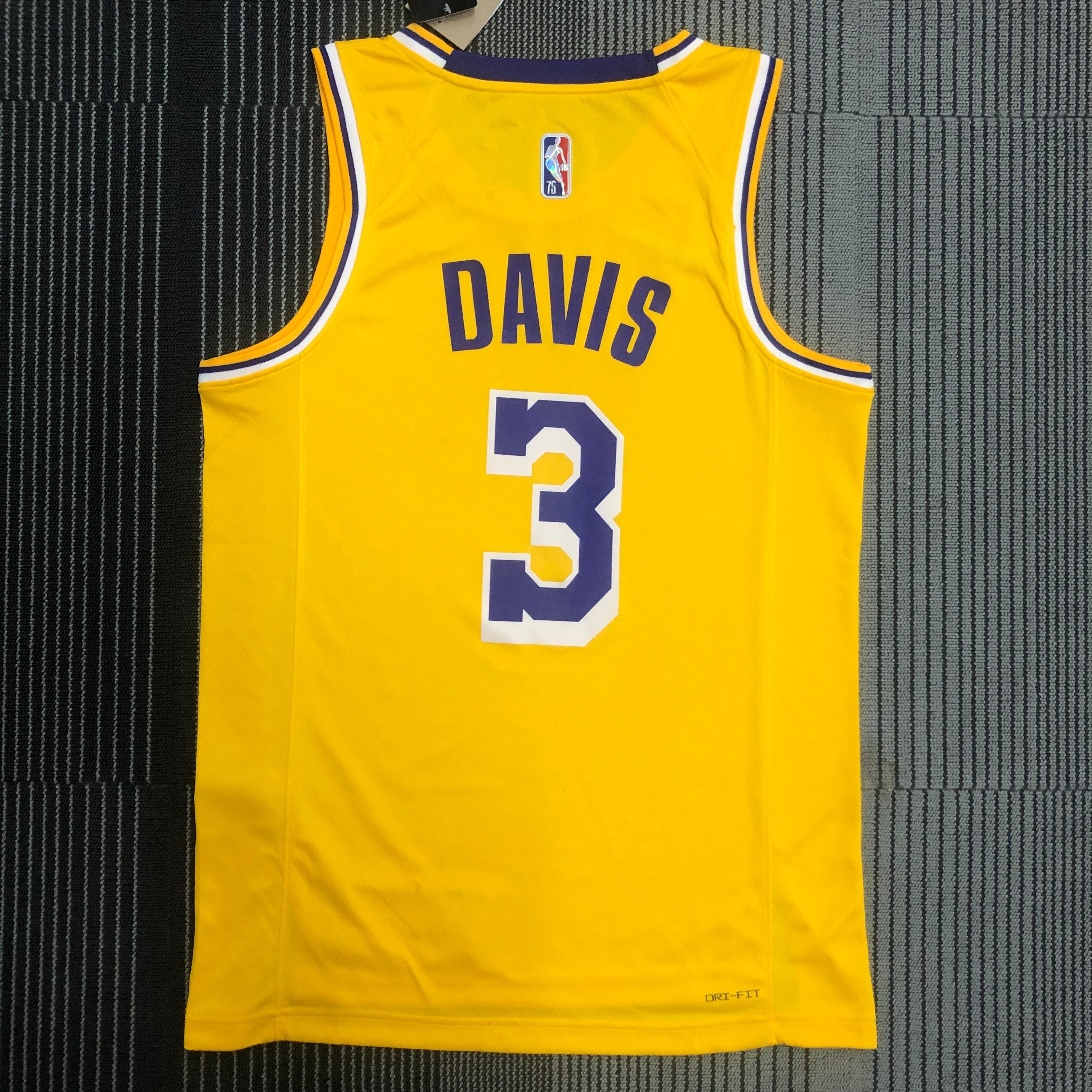 75th anniversary Lakers yellow No. 3 Davis