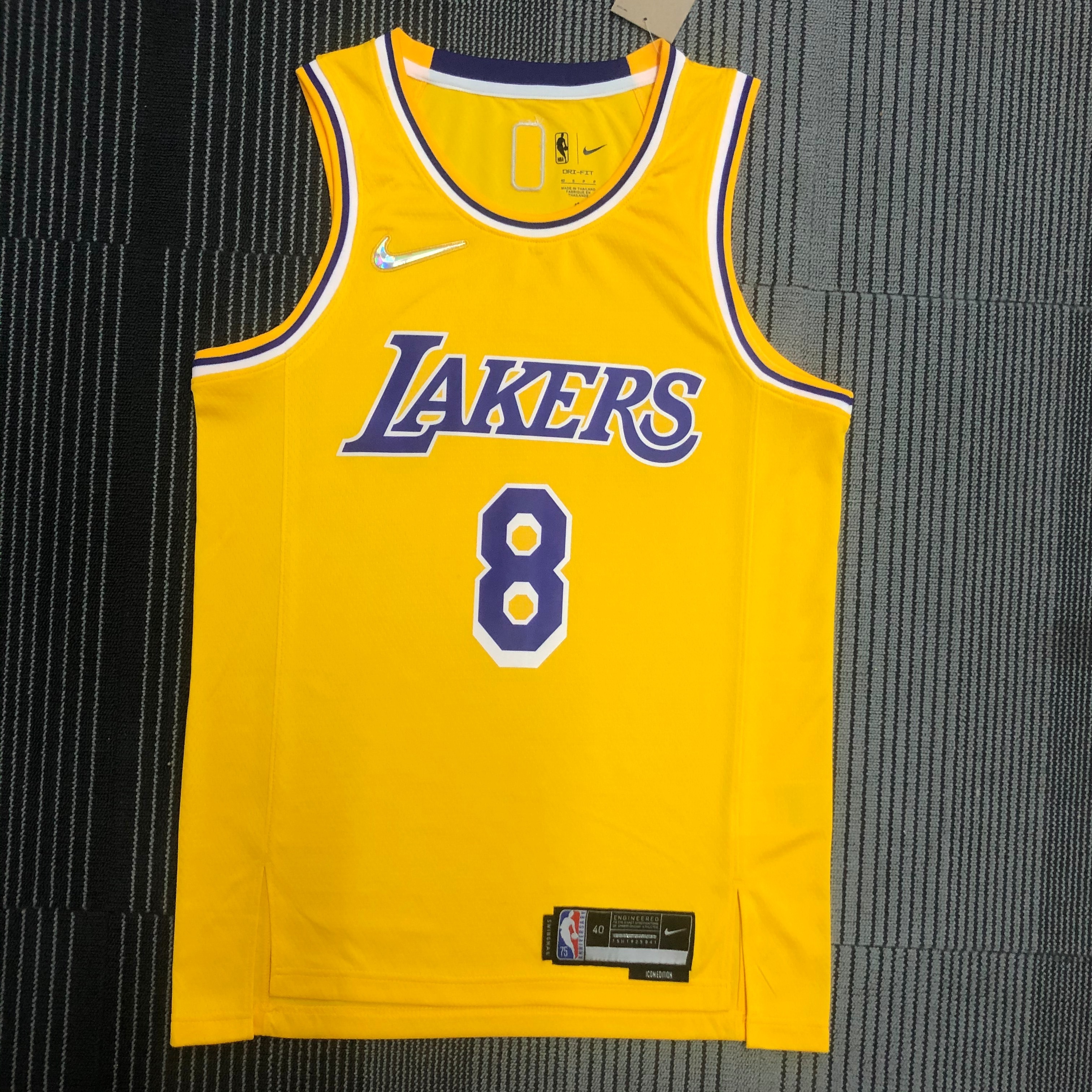 75th anniversary Lakers yellow No. 8 Bryant