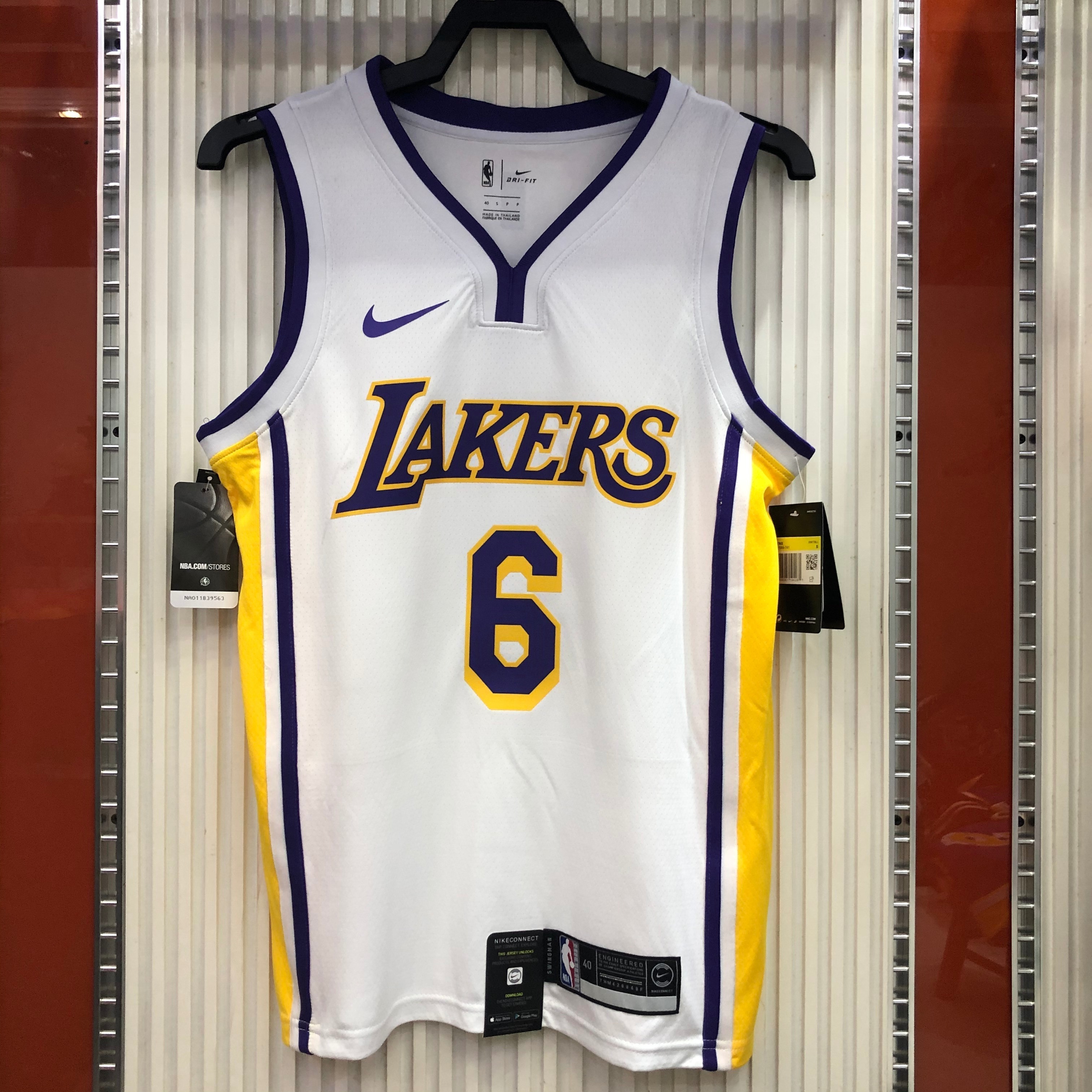 Lakers white V-neck No. 6 James