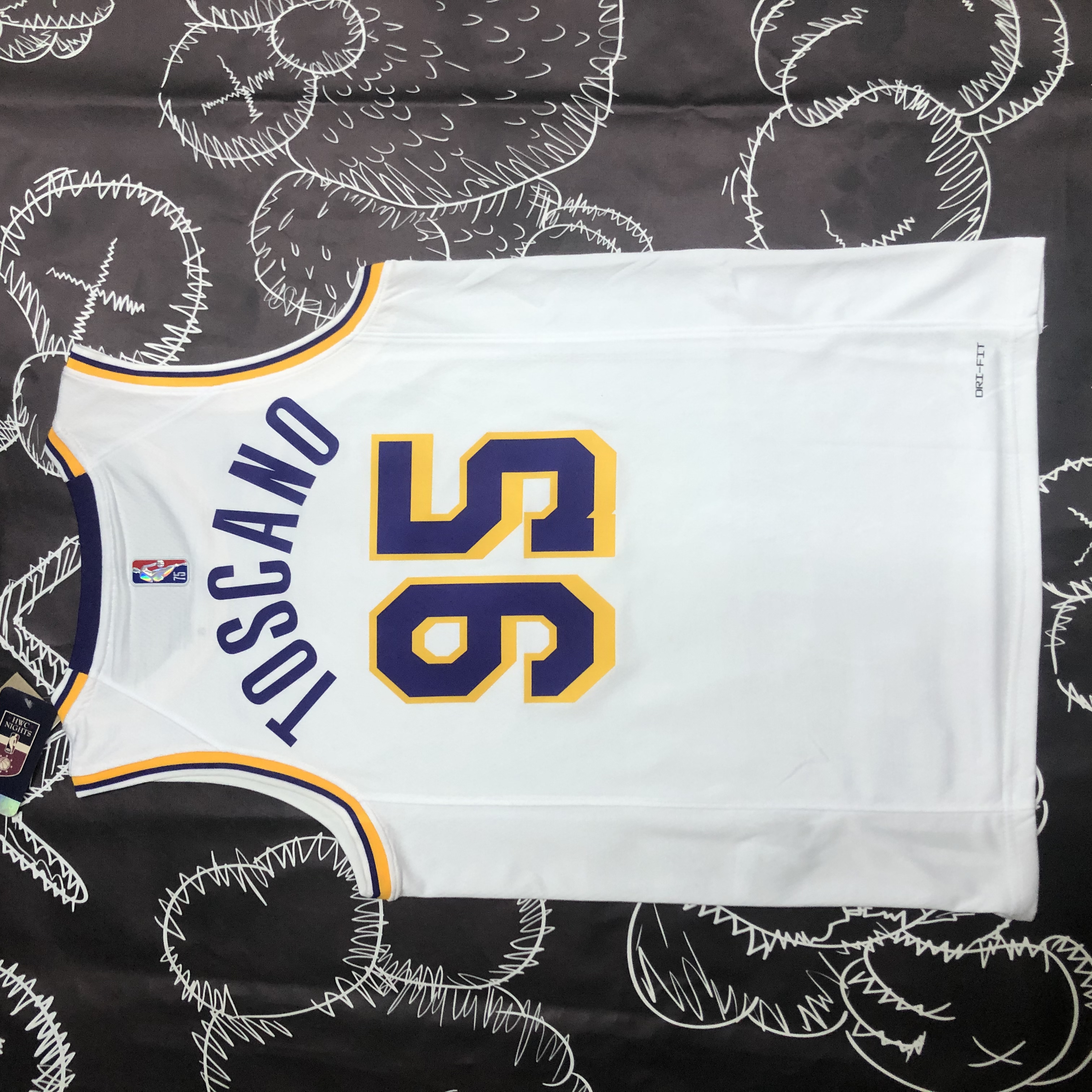75th anniversary Lakers White 95 Toscano