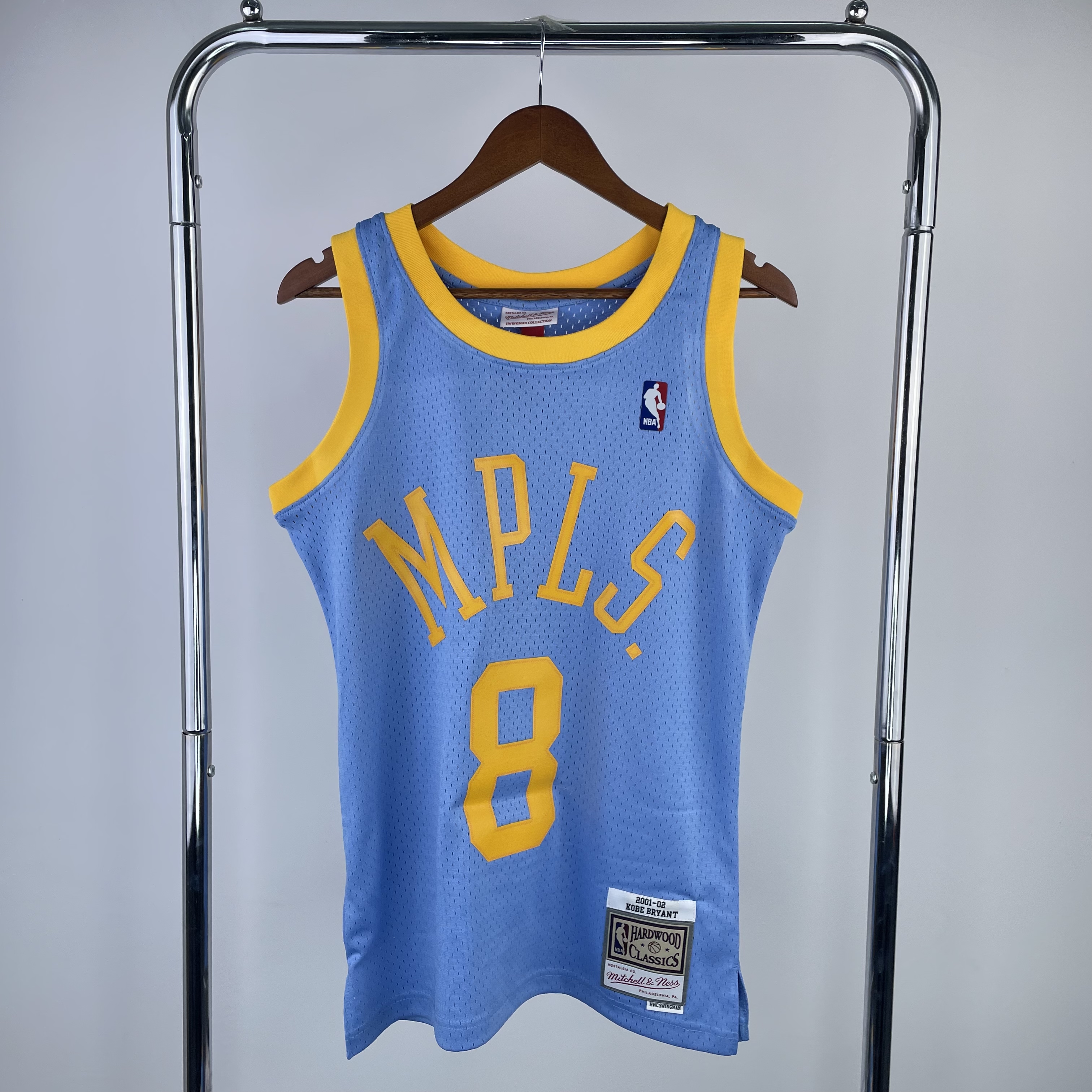 MN Hot Press Throwback jersey SW Lakers' 02 season Blue No. 8 Bryant