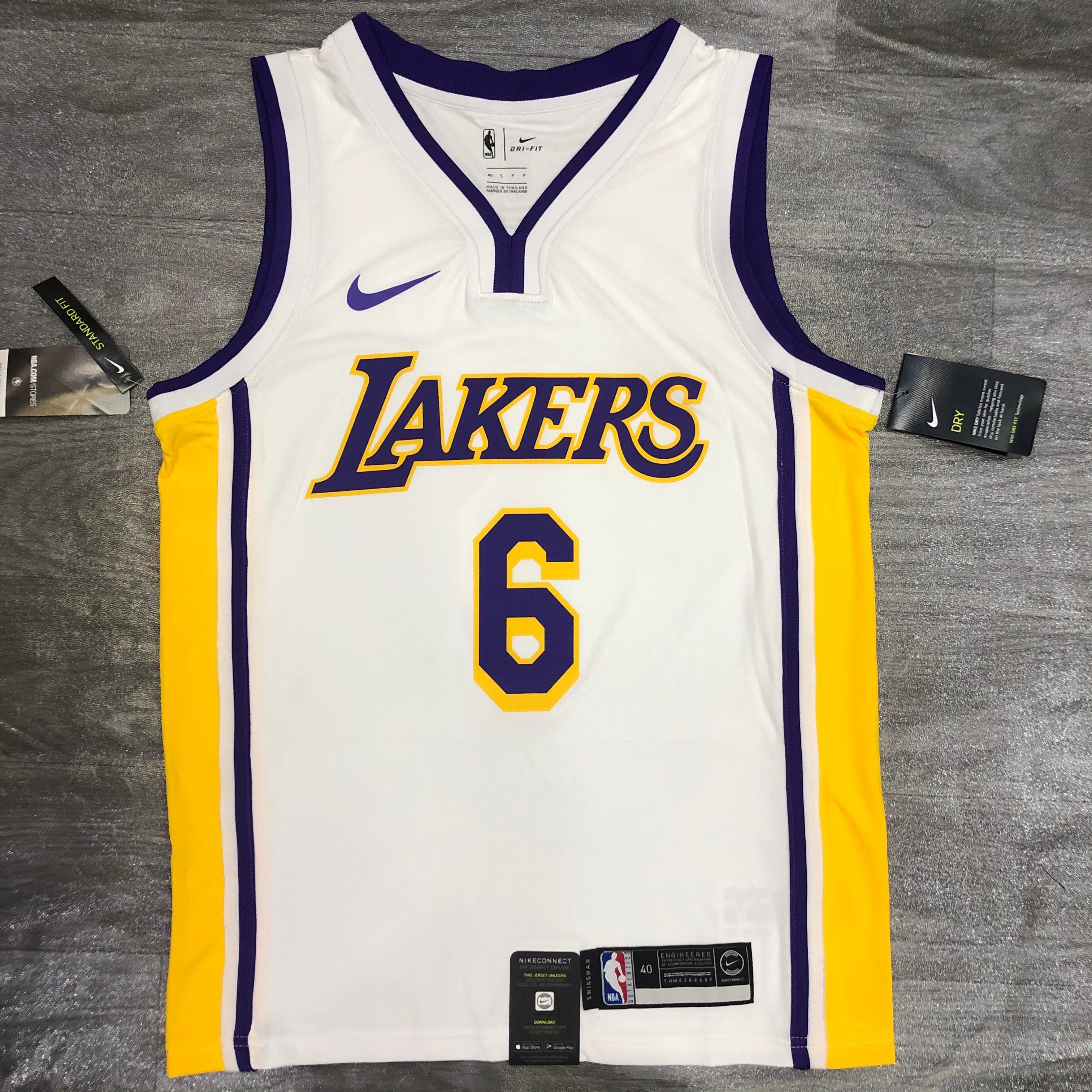 Lakers white V-neck No. 6 James
