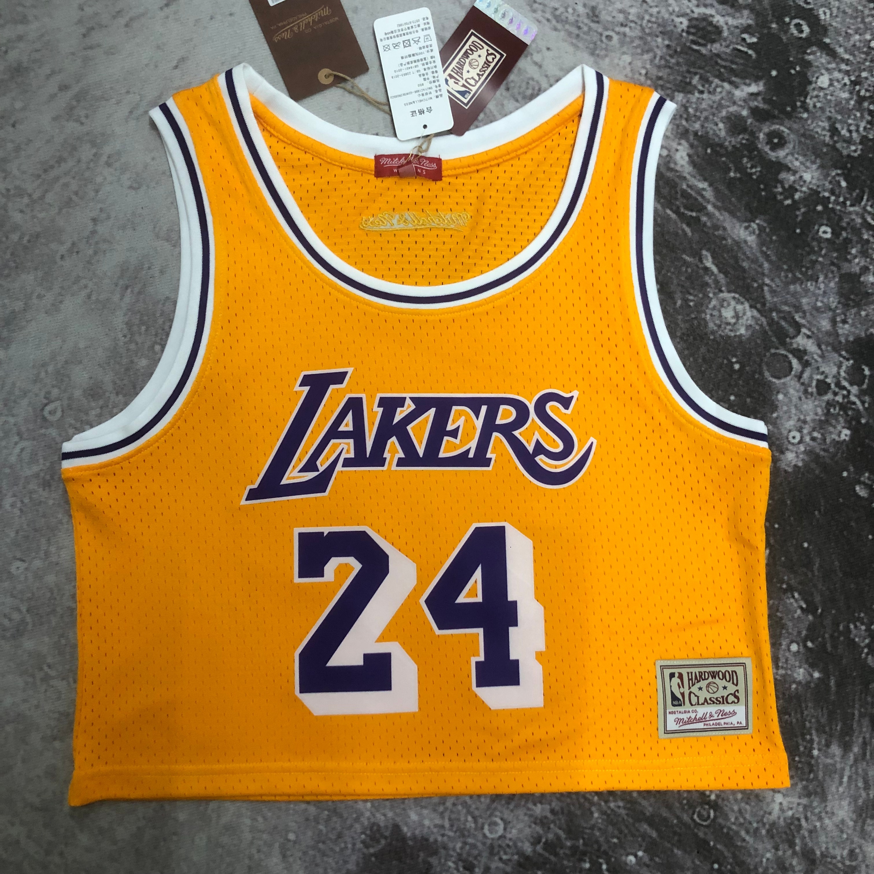 MN Women's crop throwback jersey Lakers yellow No. 24 Bryant