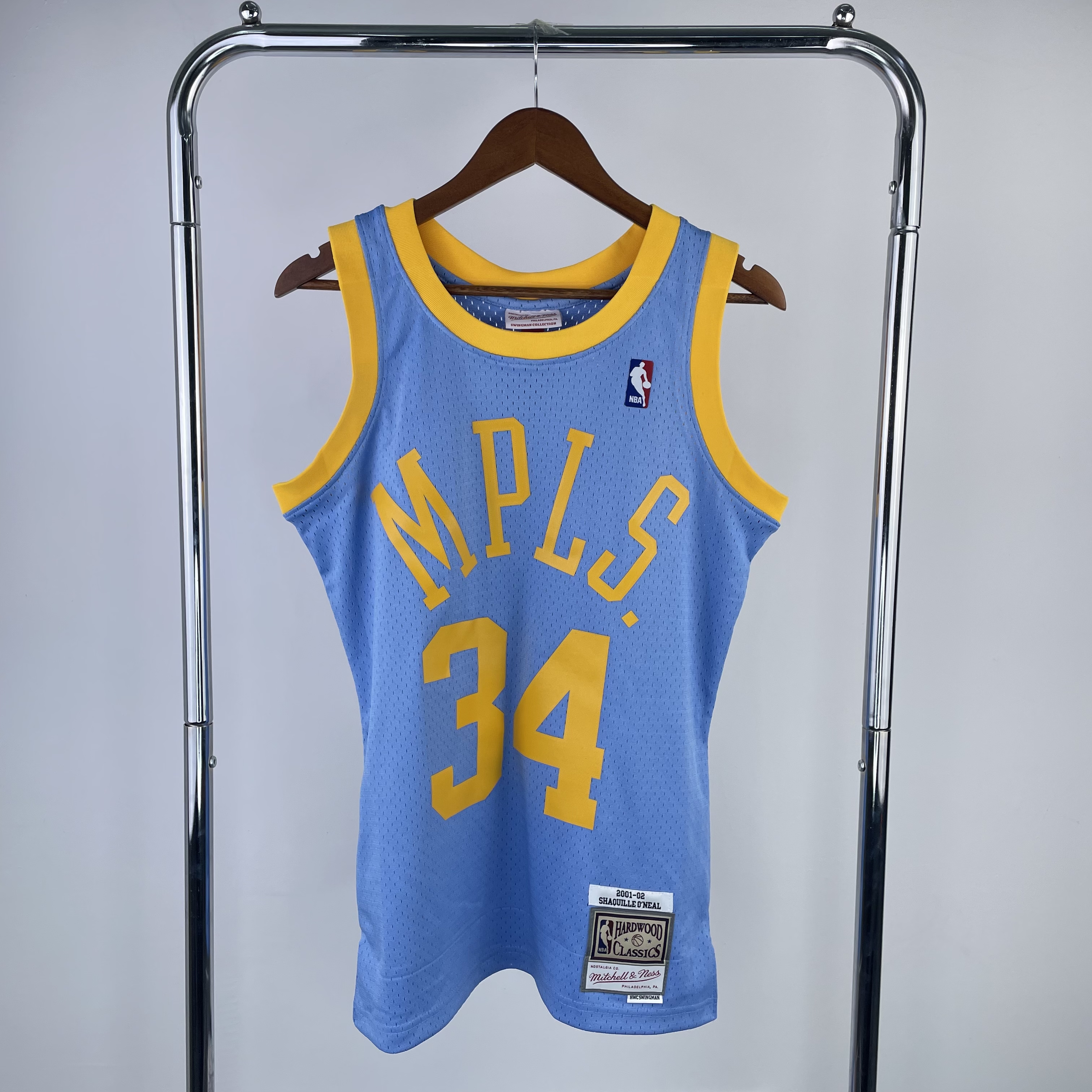 MN Hot Press Throwback jersey SW Lakers' 02 season blue No. 34 O 'Neal