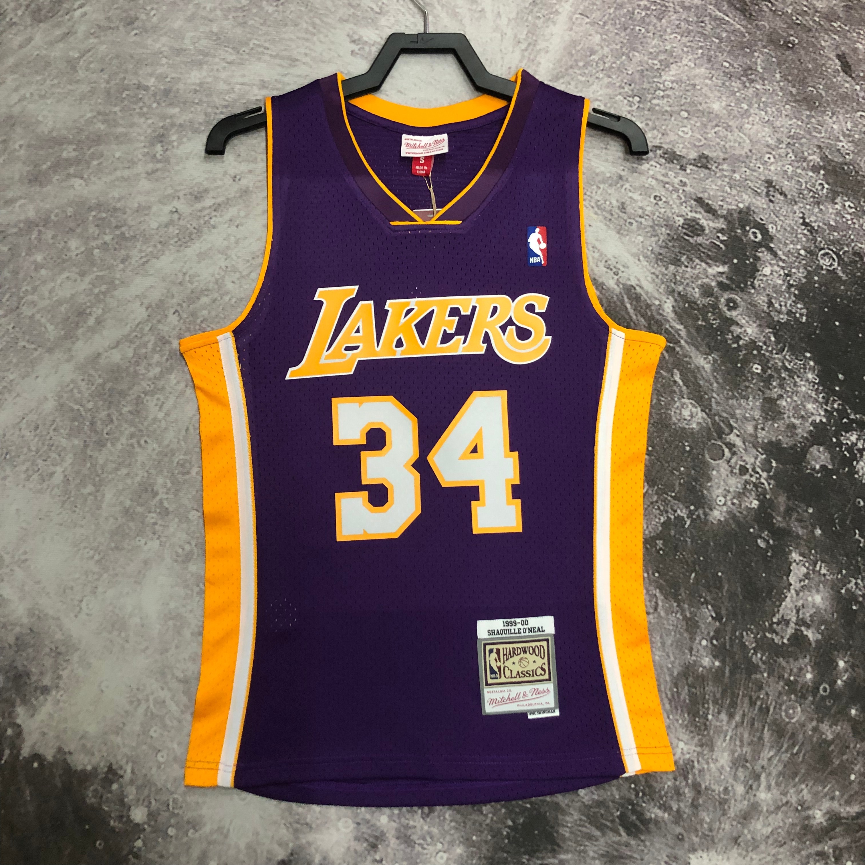 MN Hot Press Throwback jersey SW Lakers 1900 V-neck Purple No. 34 O 'Neal