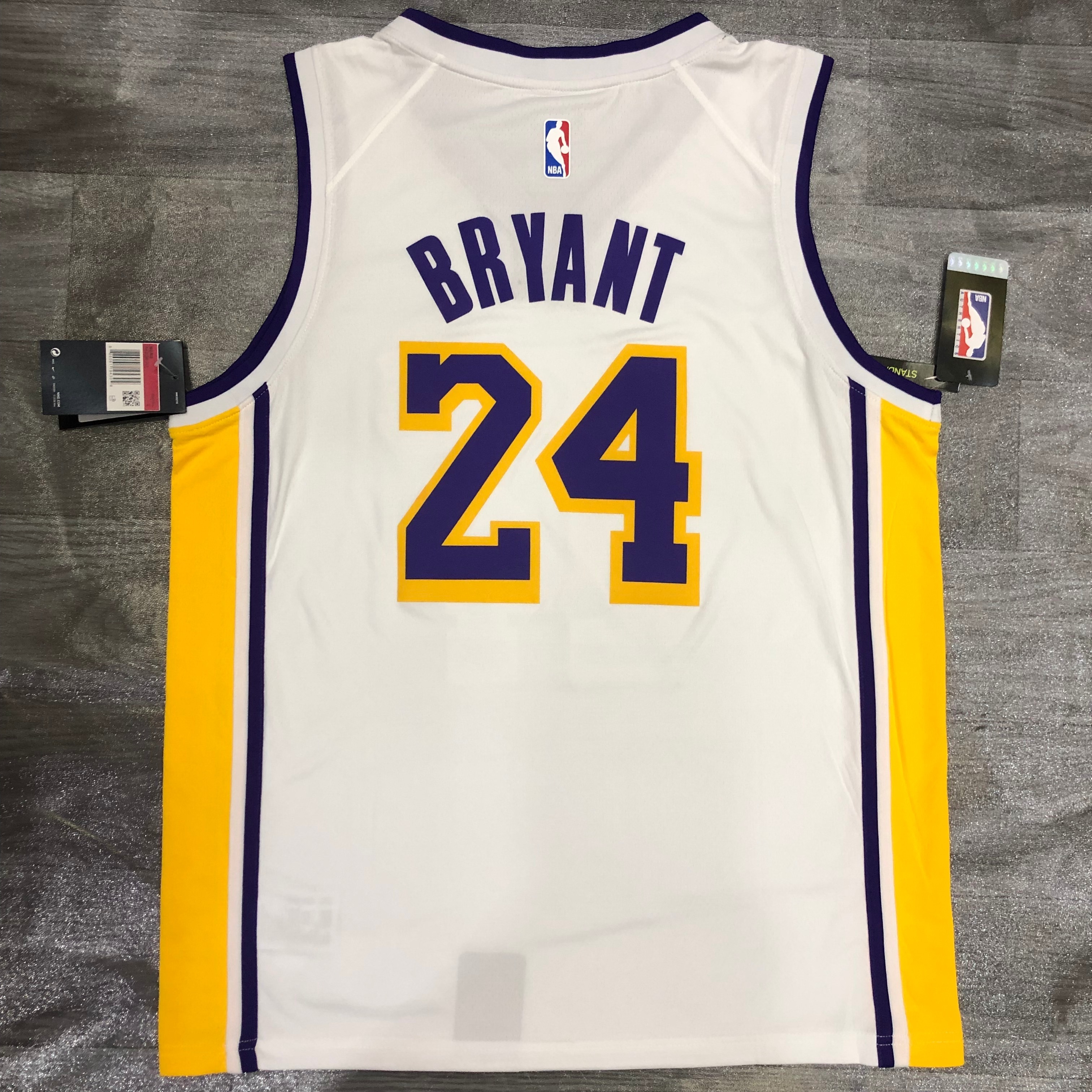 Lakers white V-neck No. 24 Bryant