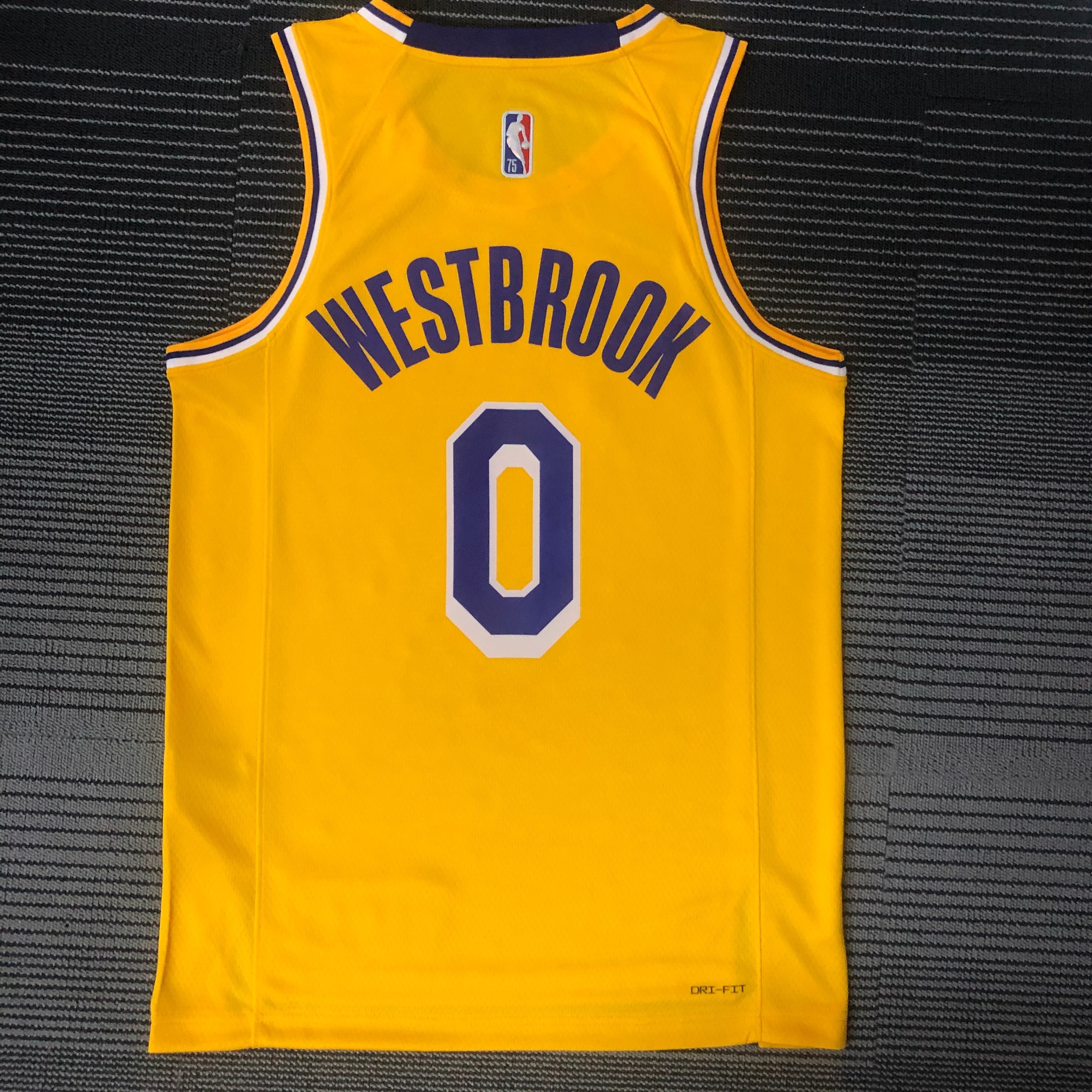 75th anniversary Lakers yellow No. 0 Westbrook