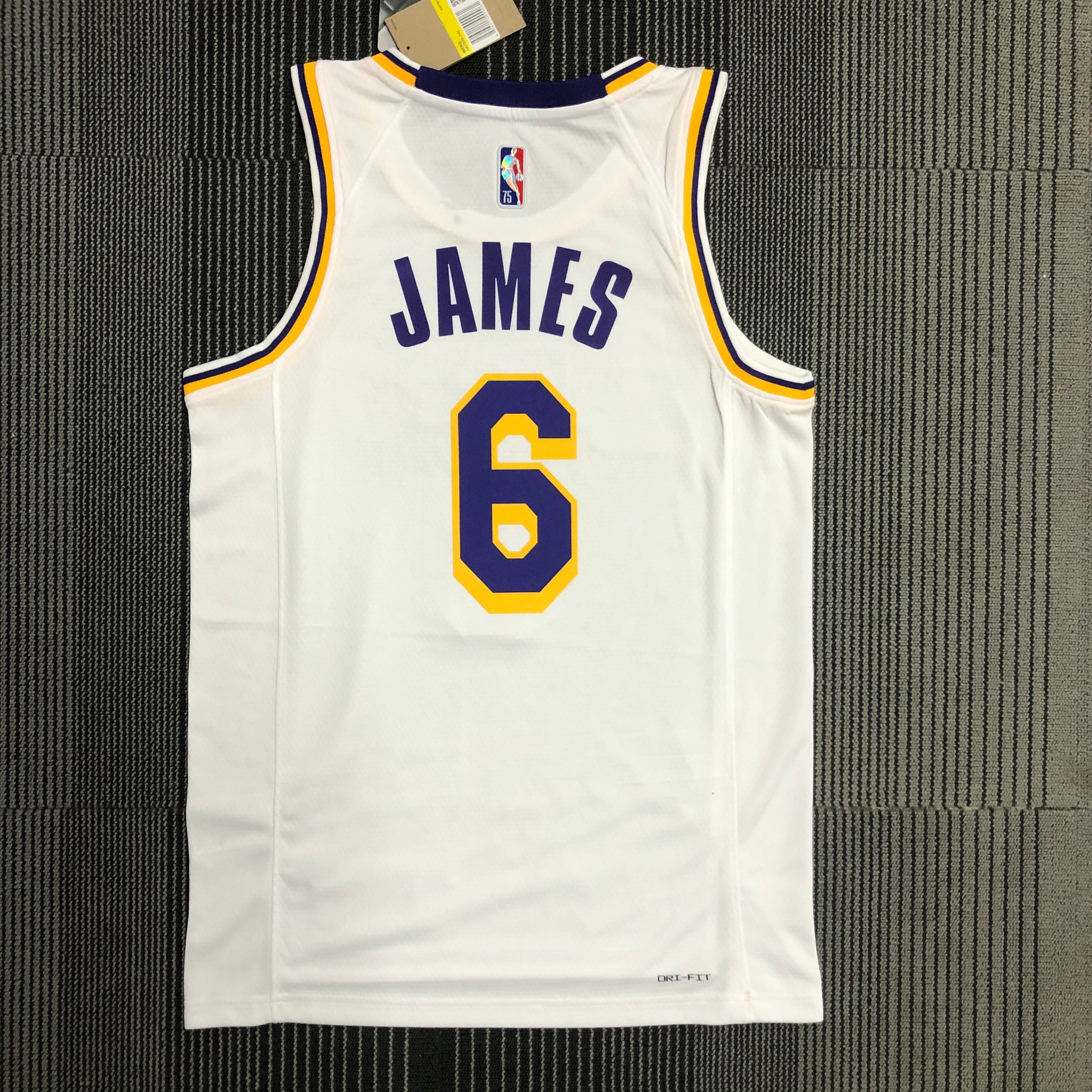 75th anniversary Lakers white No. 6 James