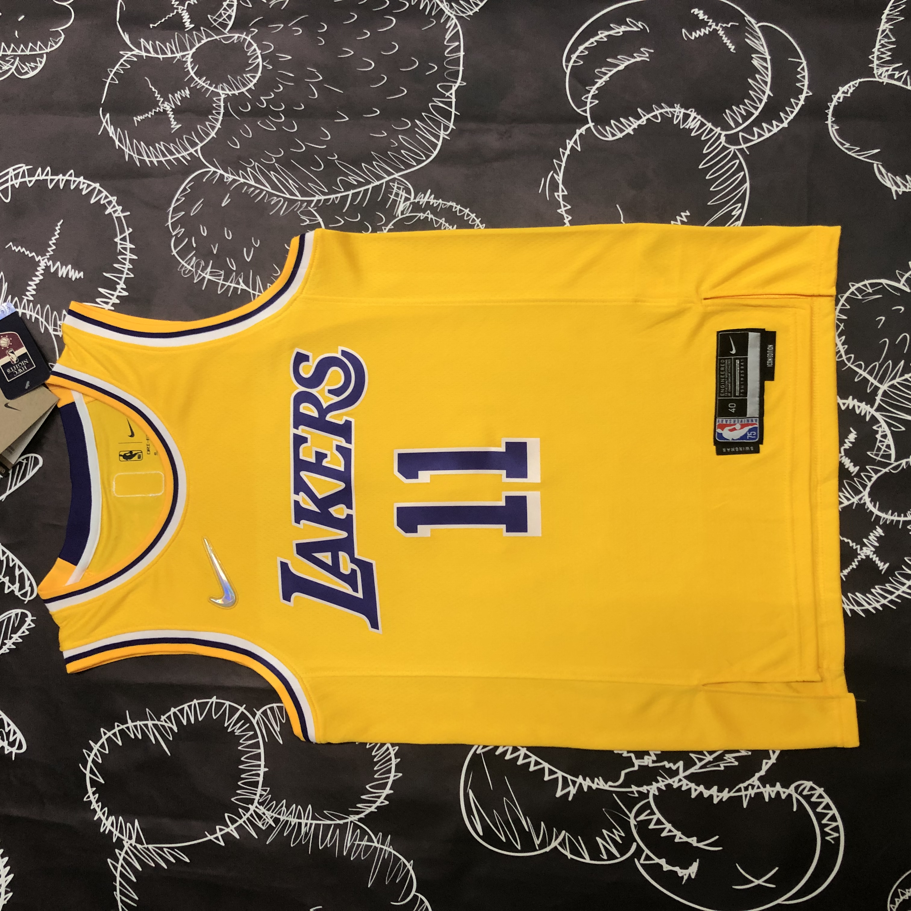 75th anniversary Lakers yellow No. 11 Irving