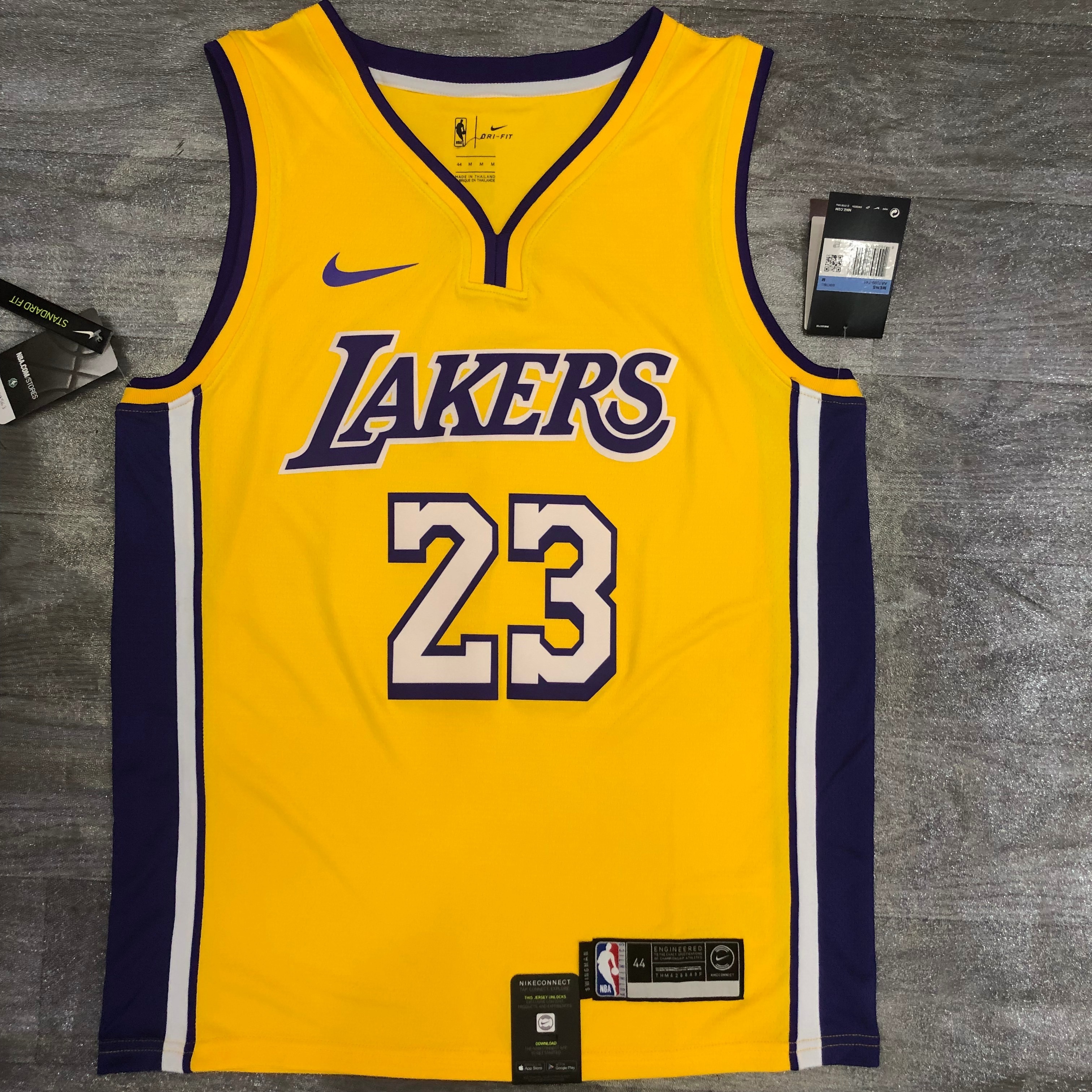 Lakers yellow V-neck number 23 James