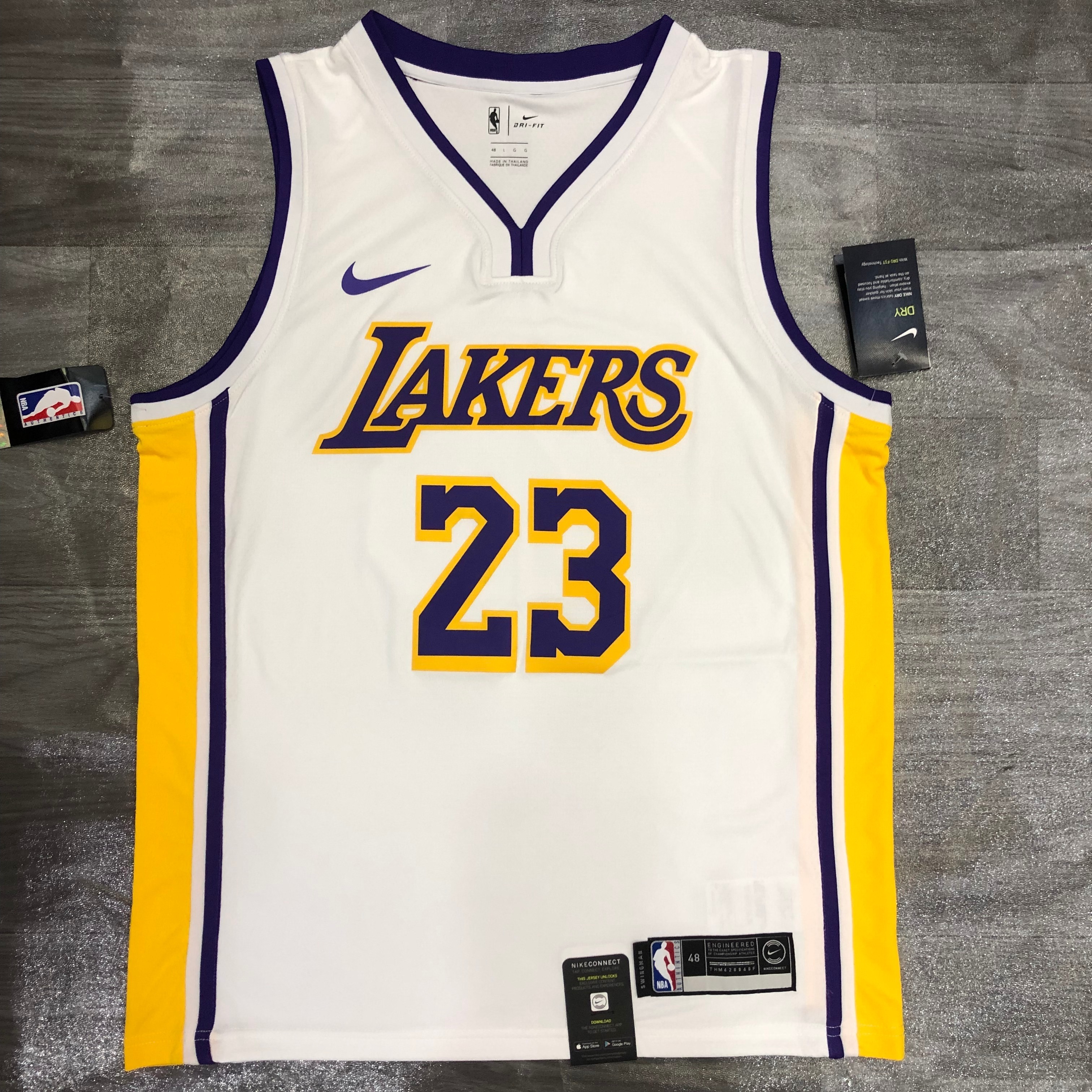 Lakers white V-neck No. 23 James