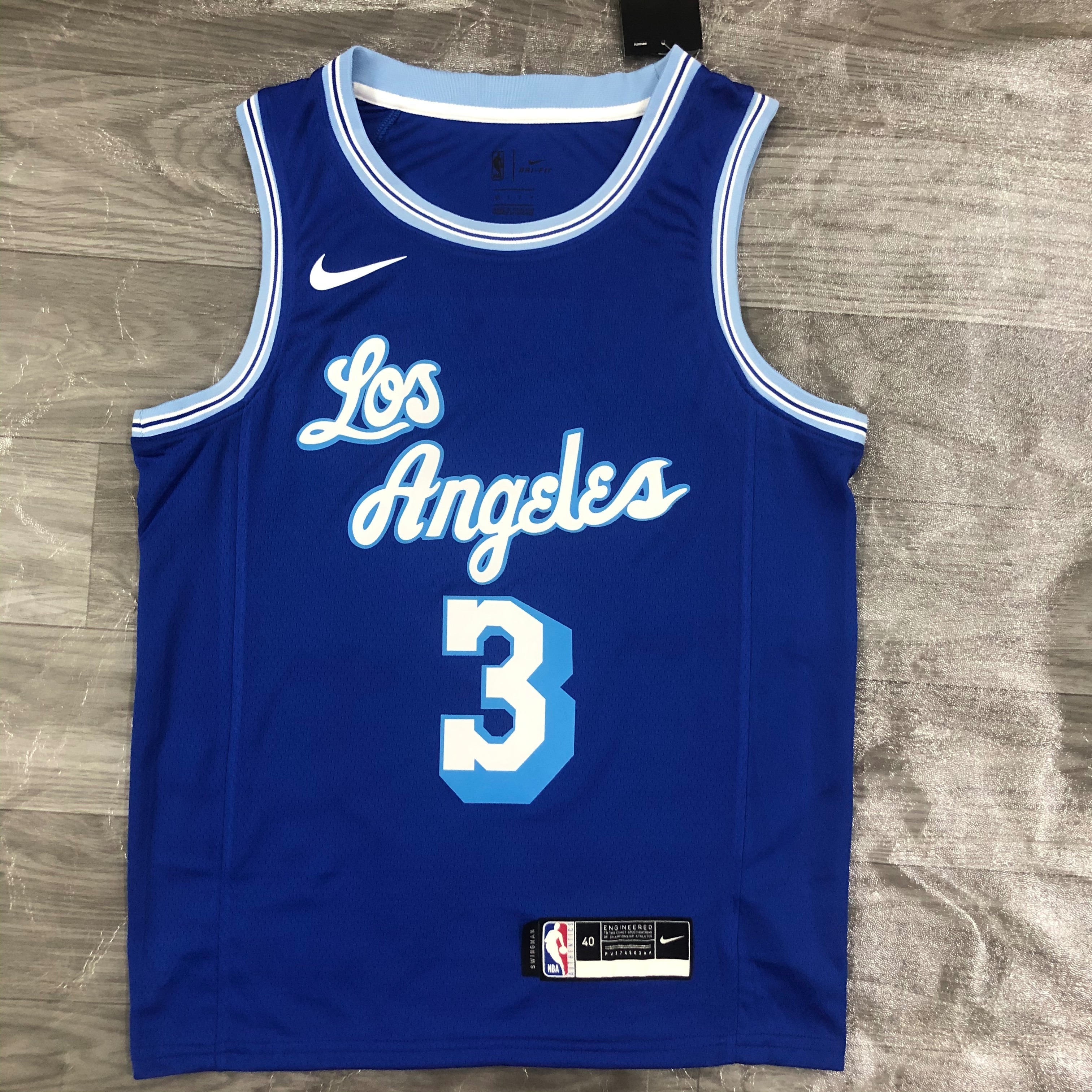 '21 Lakers retro blue No. 3 Davis
