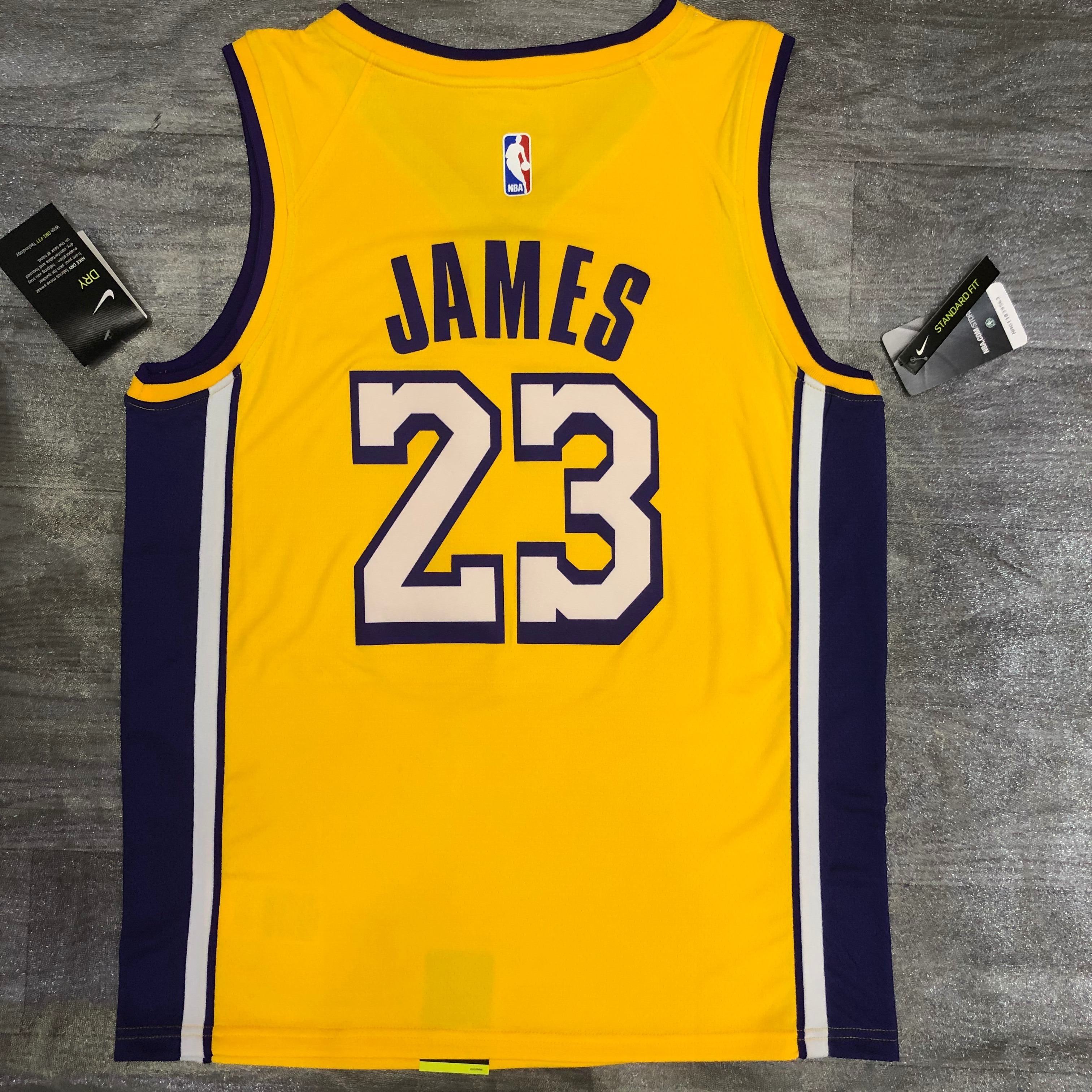 Lakers yellow V-neck number 23 James