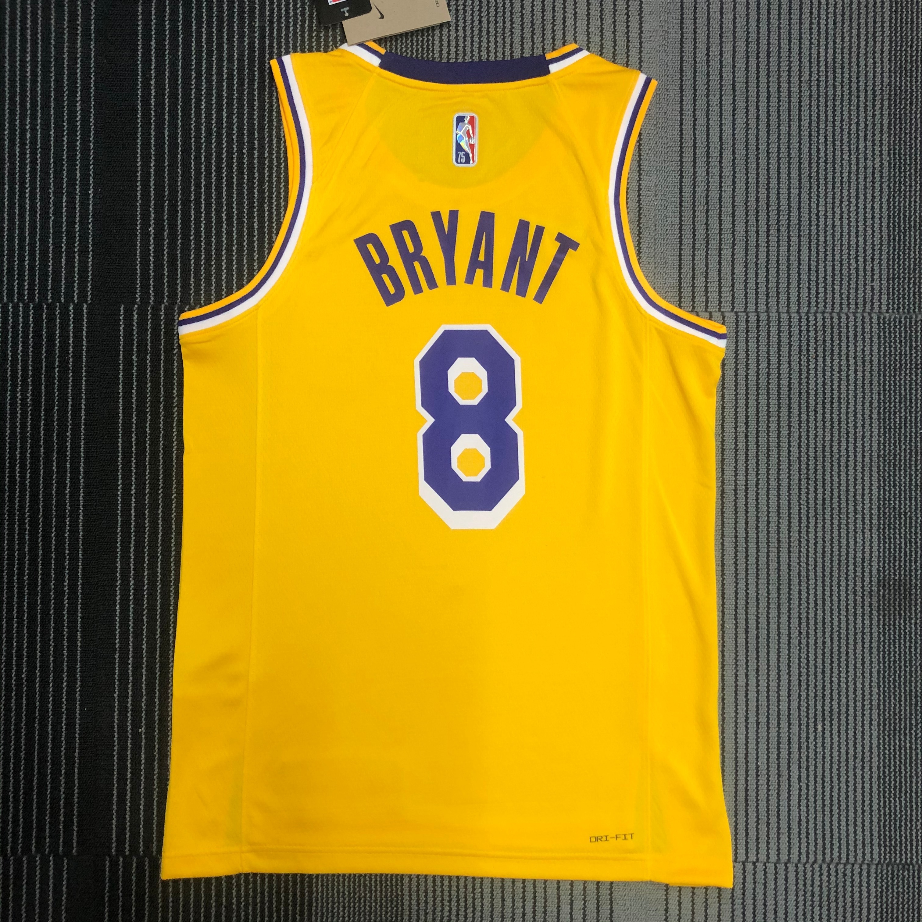 75th anniversary Lakers yellow No. 8 Bryant