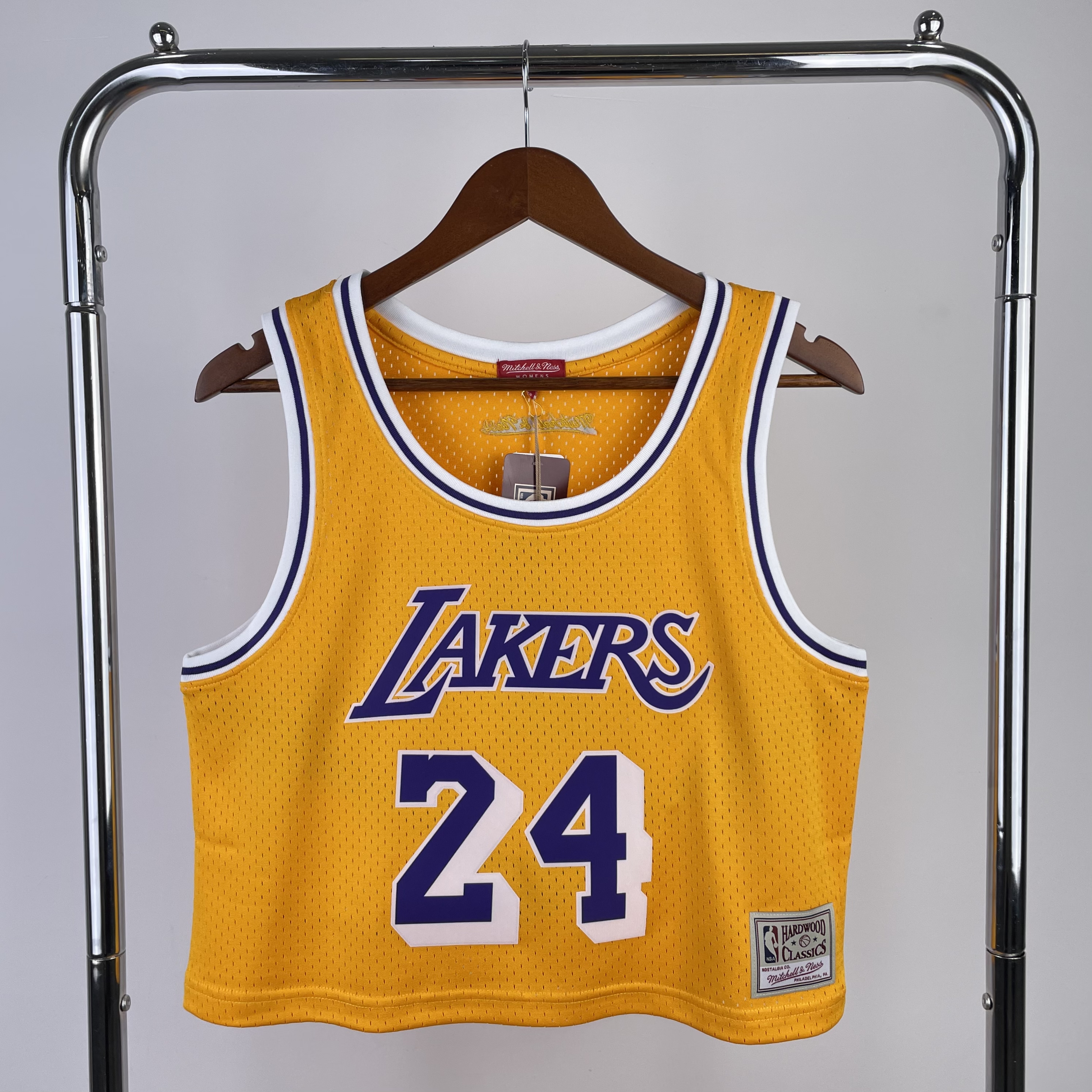 MN Women's crop throwback jersey Lakers yellow No. 24 Bryant
