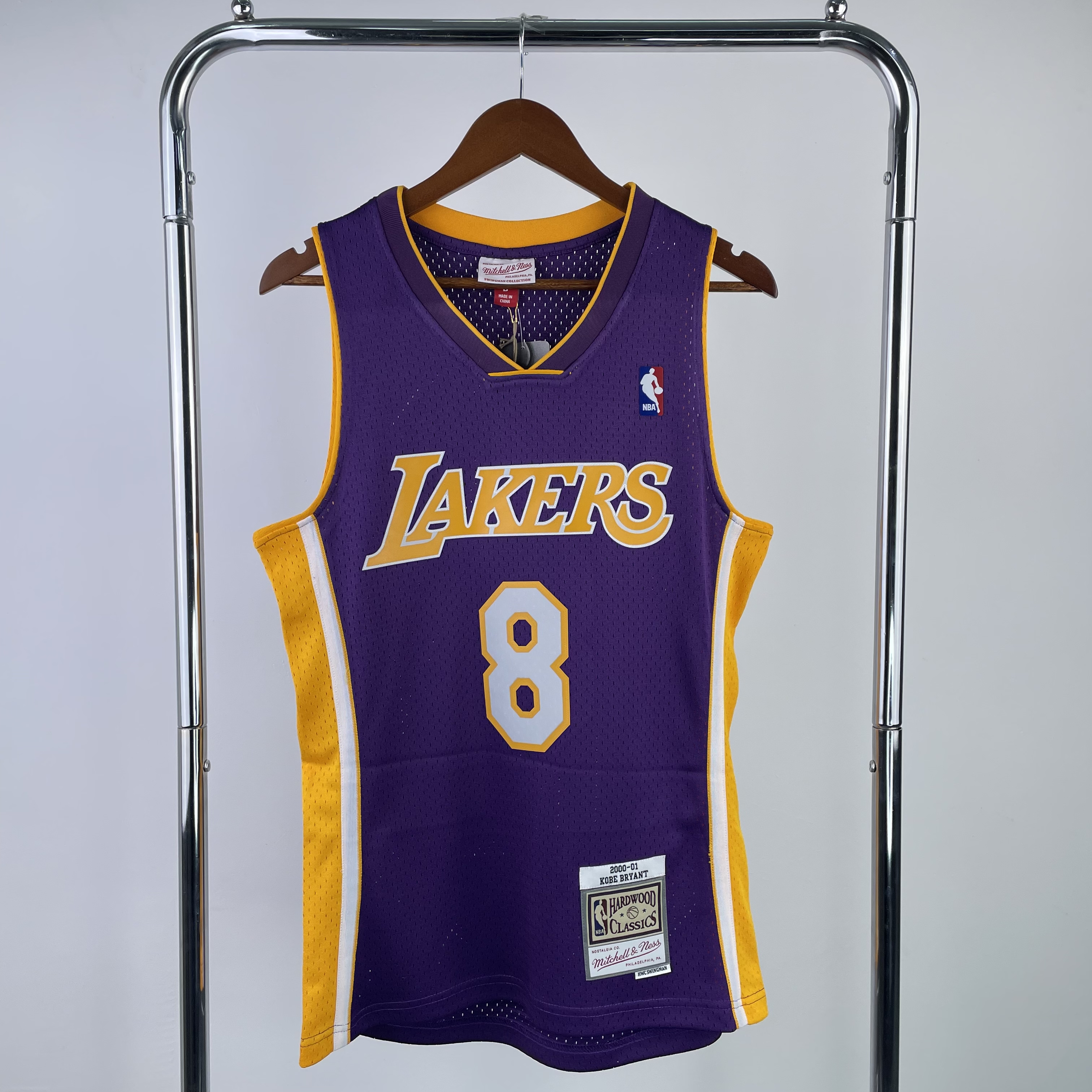 MN Hot Press Throwback Jersey SW Lakers 20001 season V-neck Purple No. 8 Bryant