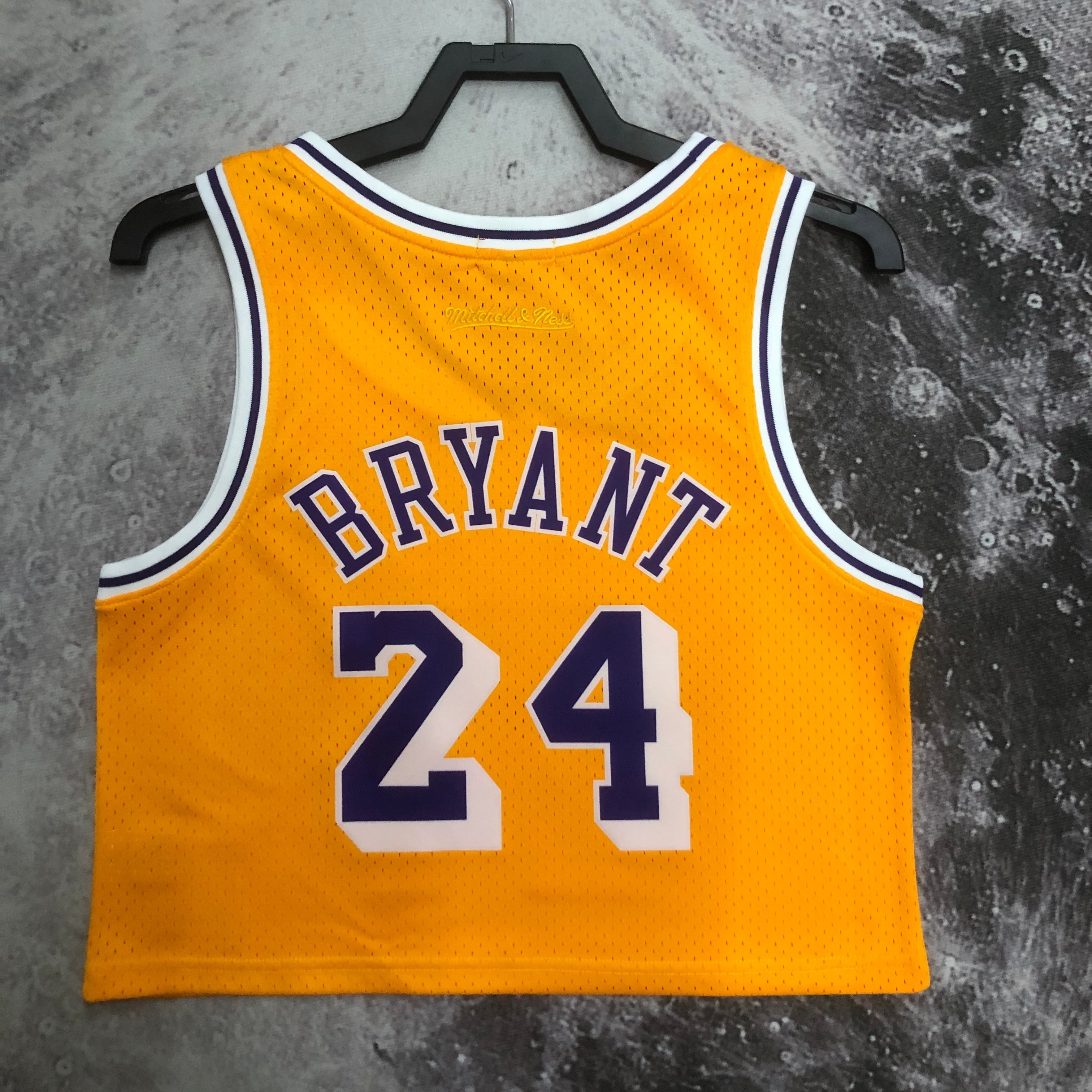 MN Women's crop throwback jersey Lakers yellow No. 24 Bryant
