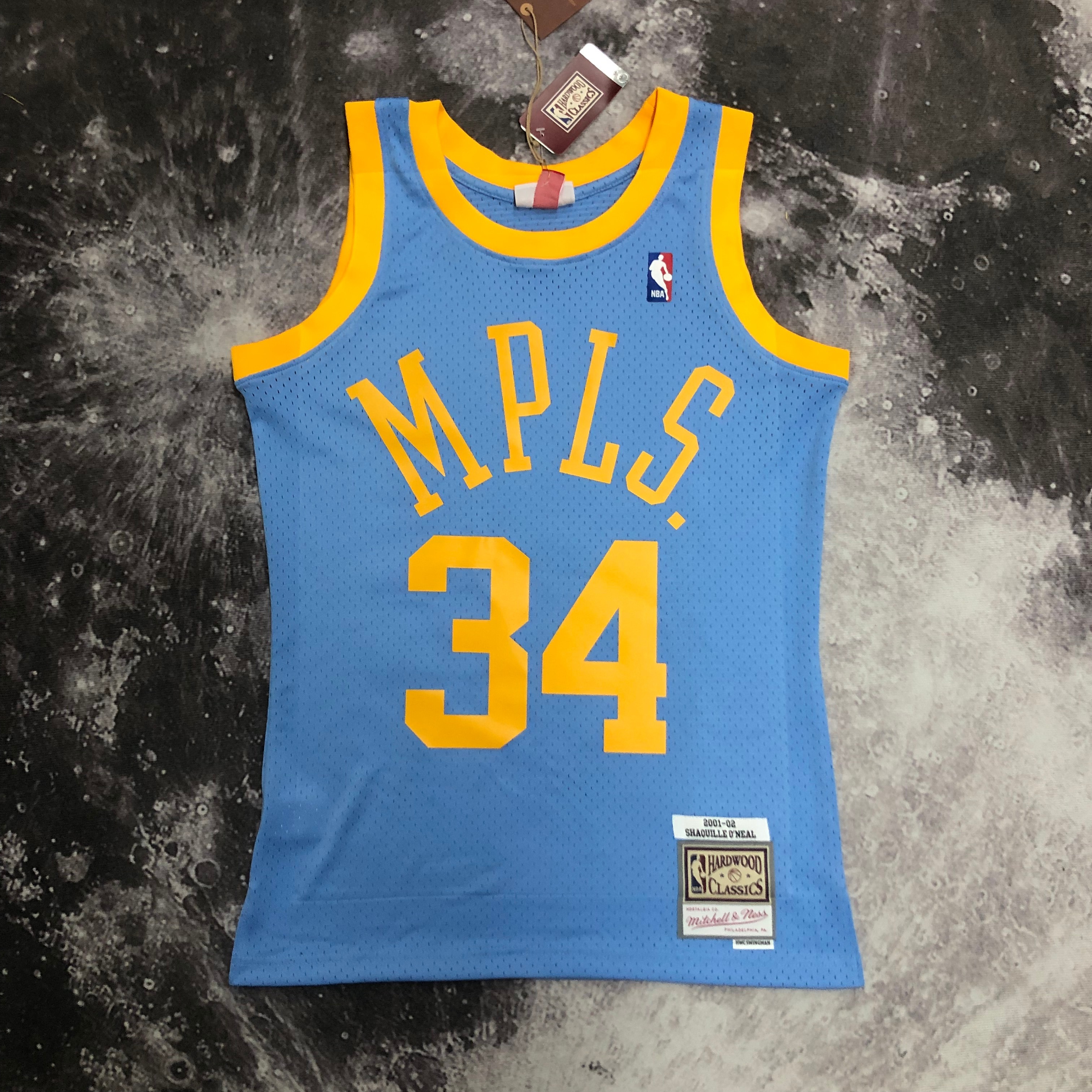 MN Hot Press Throwback jersey SW Lakers' 02 season blue No. 34 O 'Neal