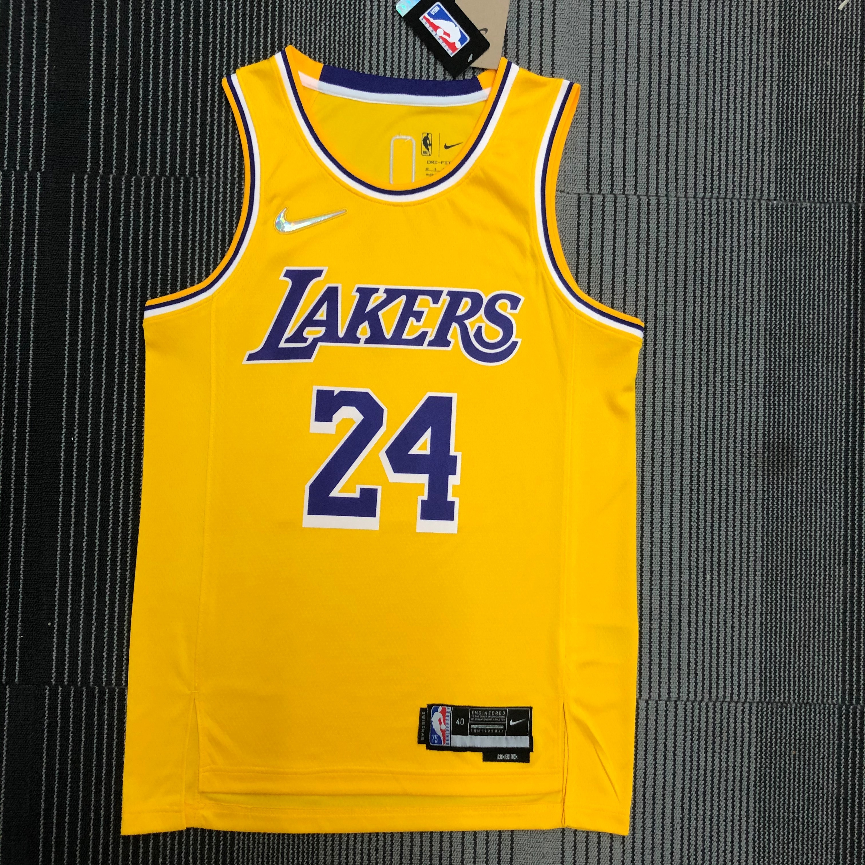 75th anniversary Lakers yellow No. 24 Bryant