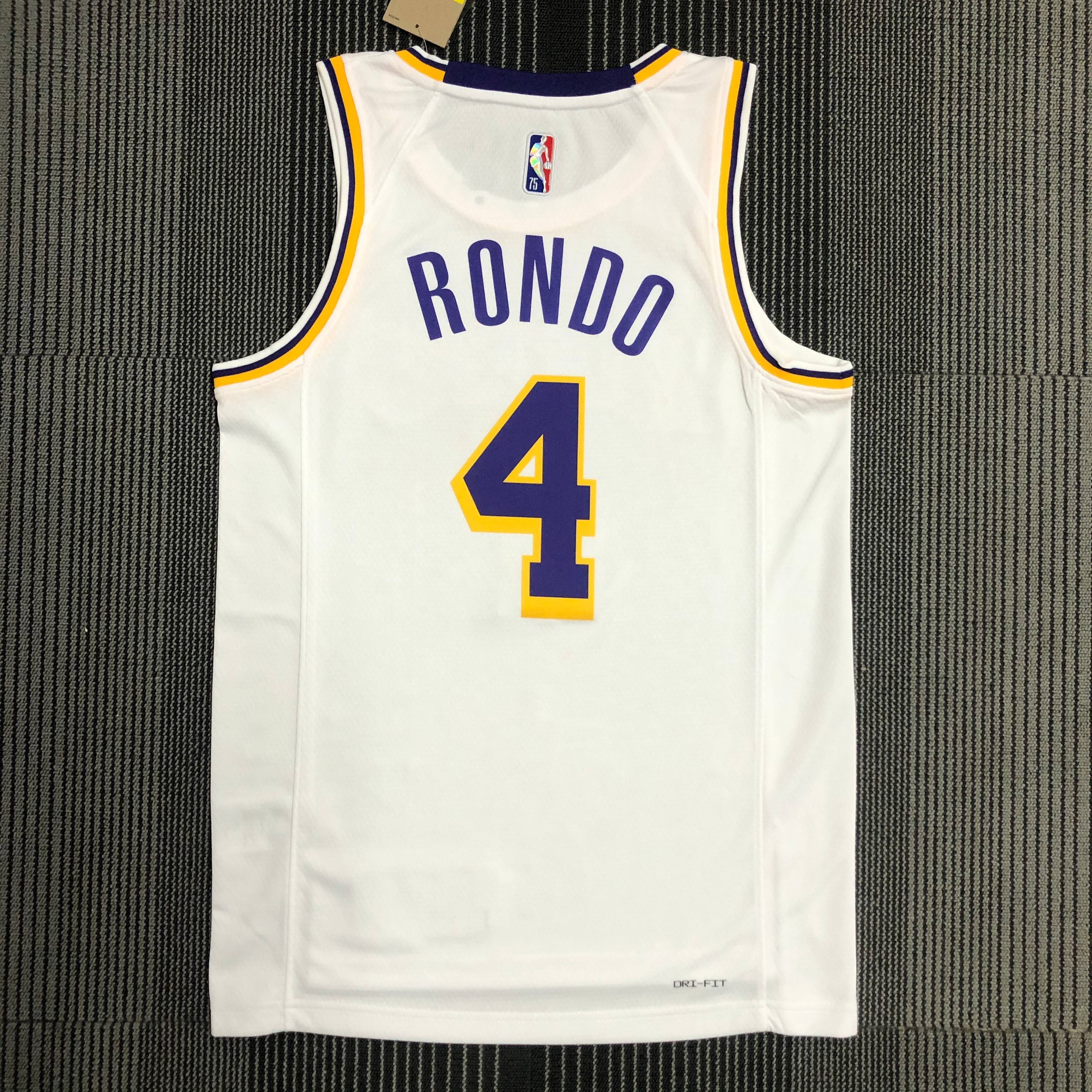 75th anniversary Lakers white No. 4 Rondo