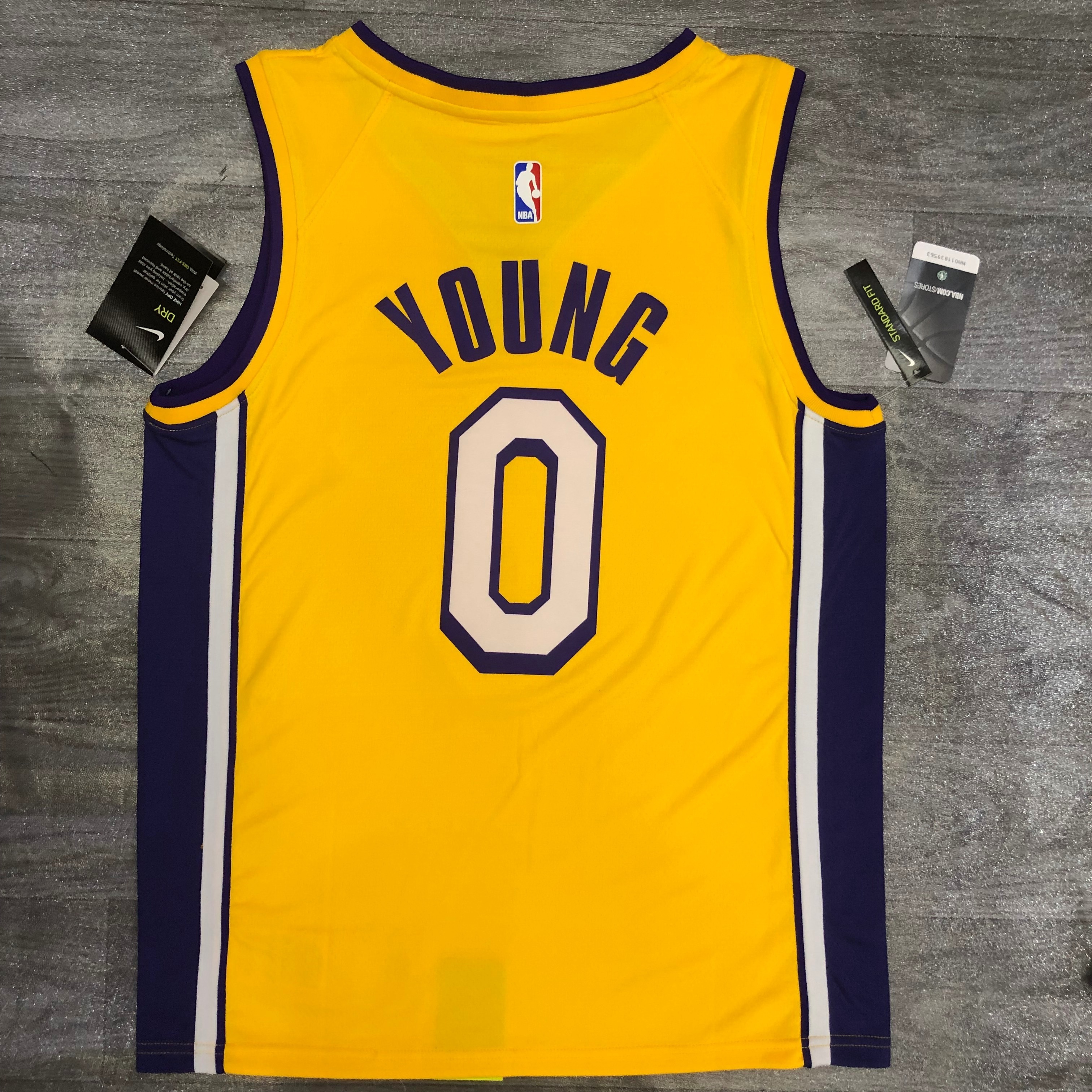 Lakers yellow V-neck No. 0 Nick Young