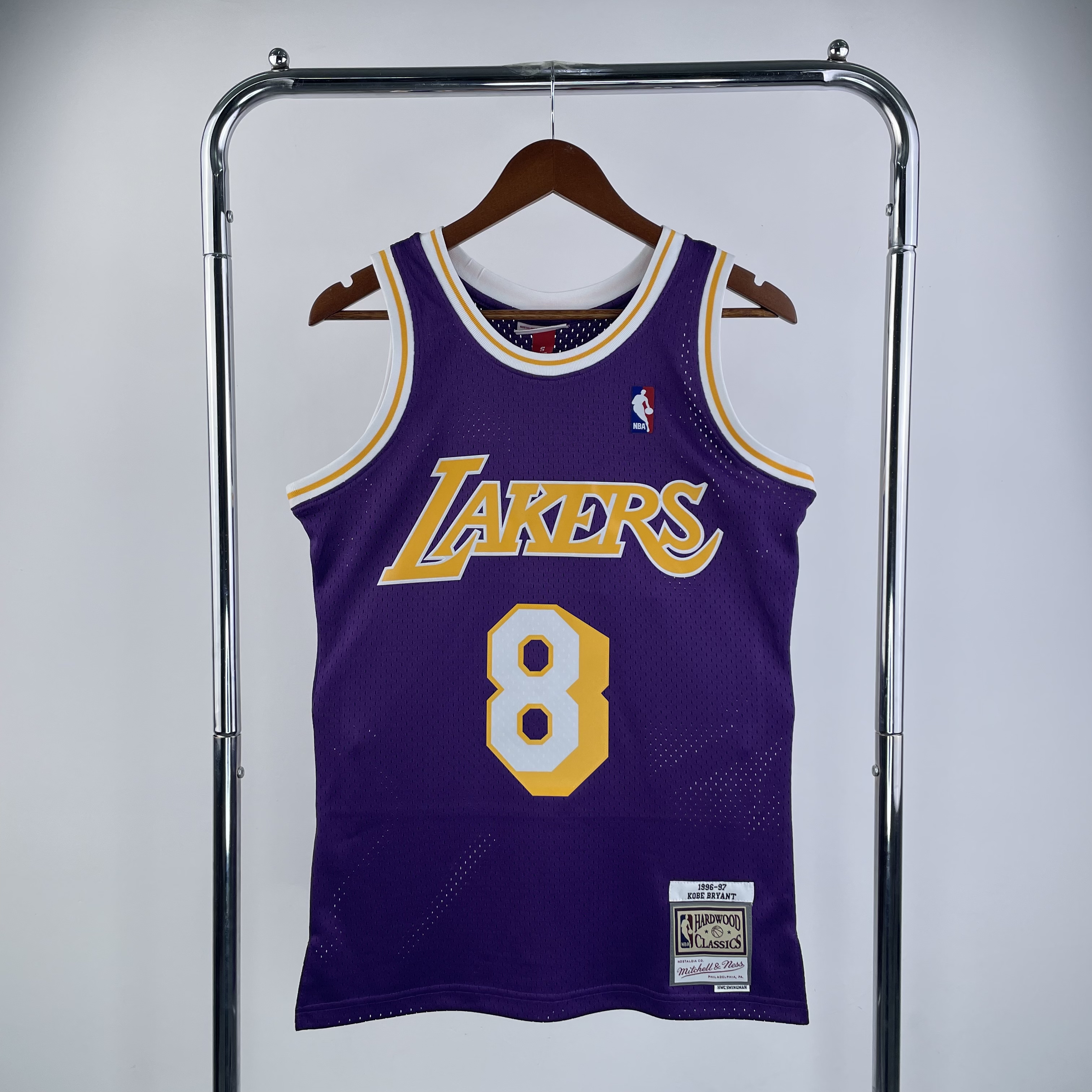 MN Hot Press throwback jersey SW Lakers 9697 round neck purple No. 8 Bryant