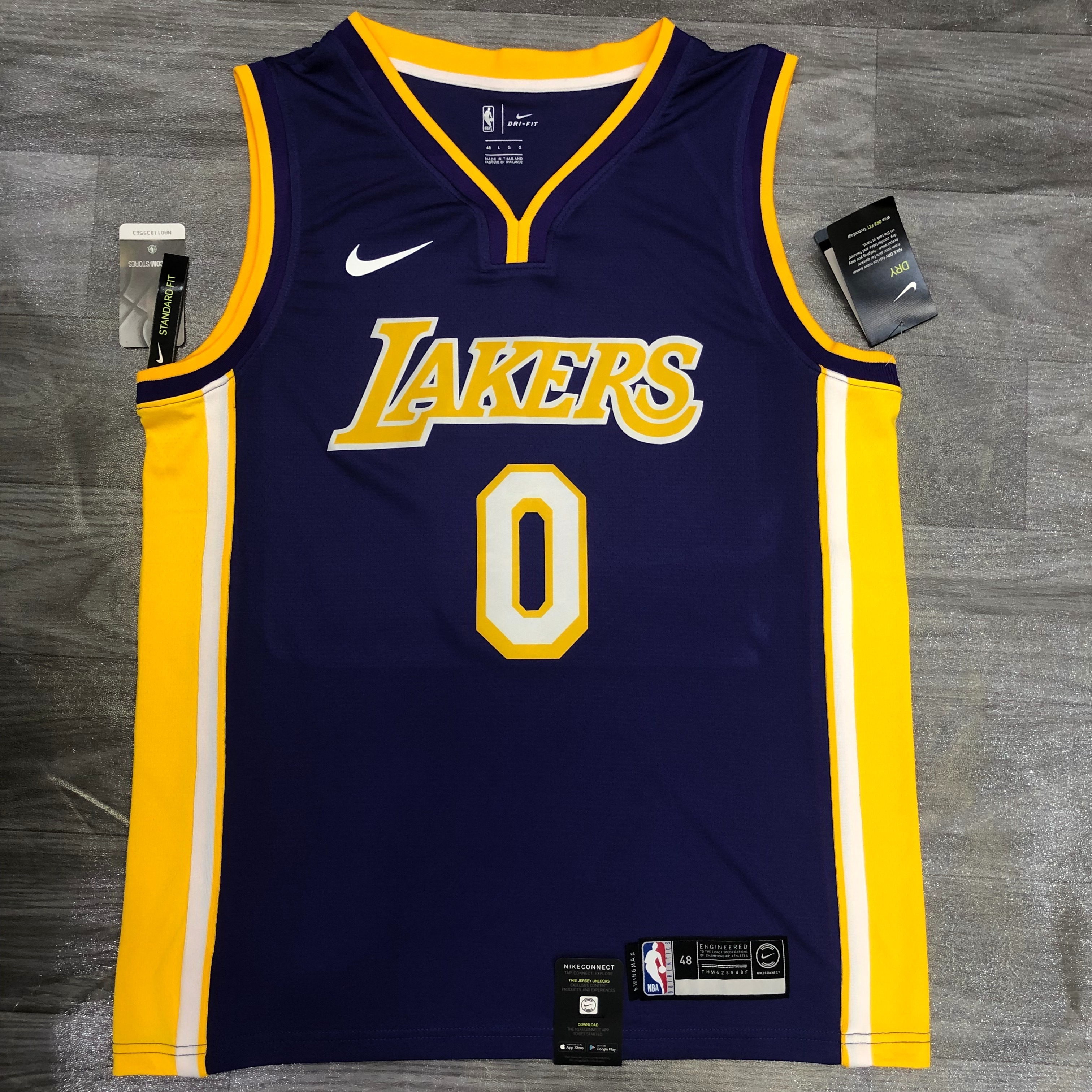 Lakers purple V-neck No. 0 Kuzma