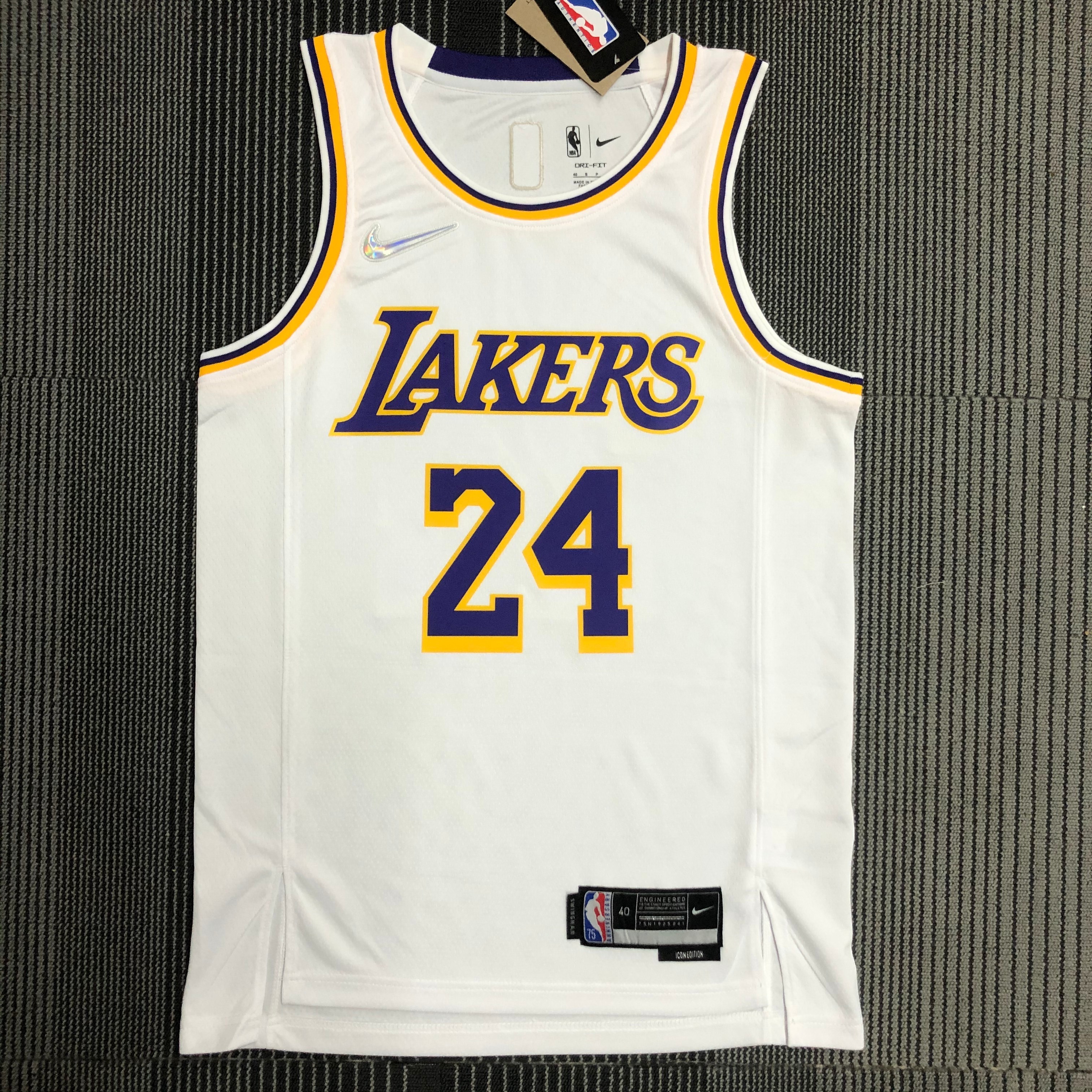 75th anniversary Lakers white No. 24 Bryant