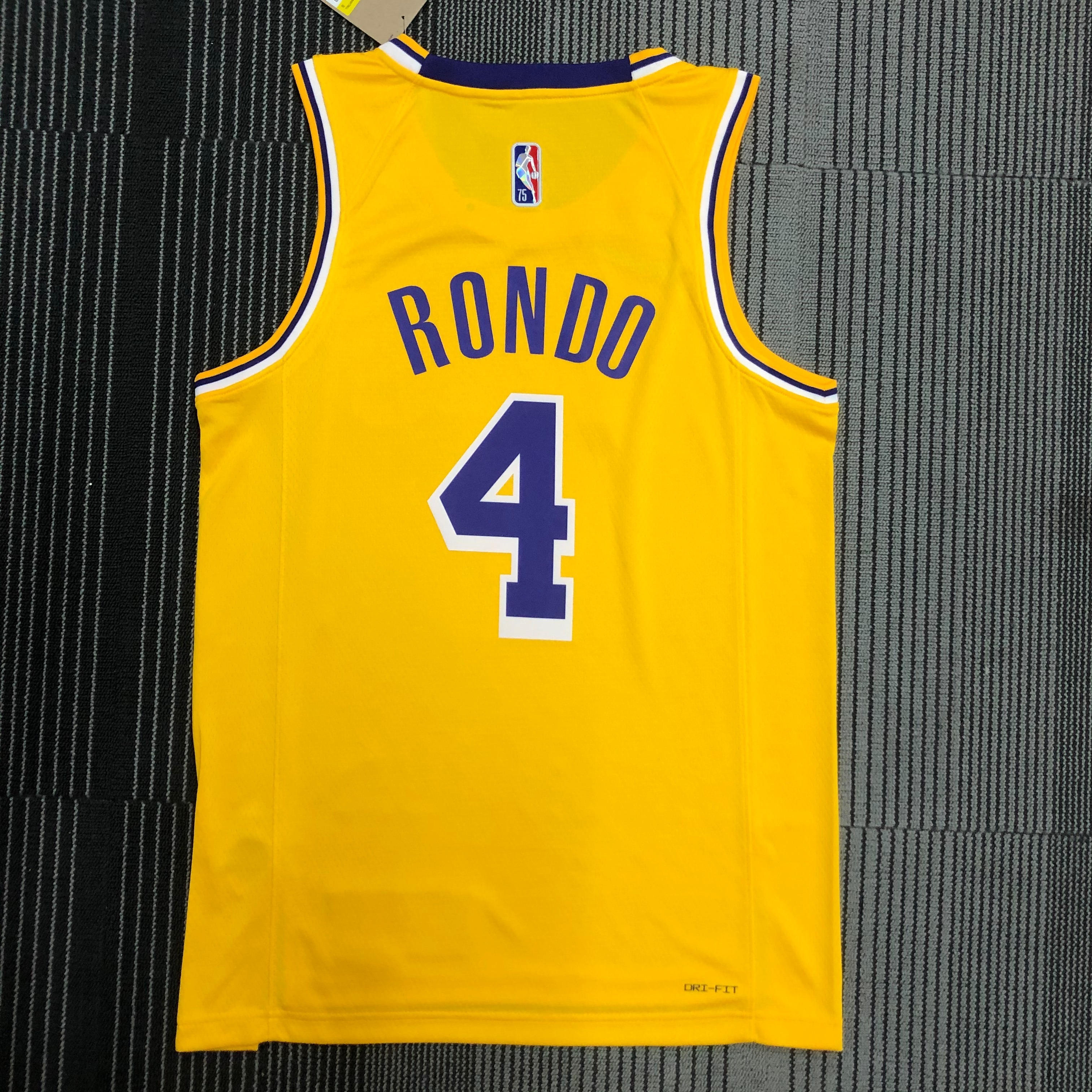 75th anniversary Lakers yellow No. 4 Rondo