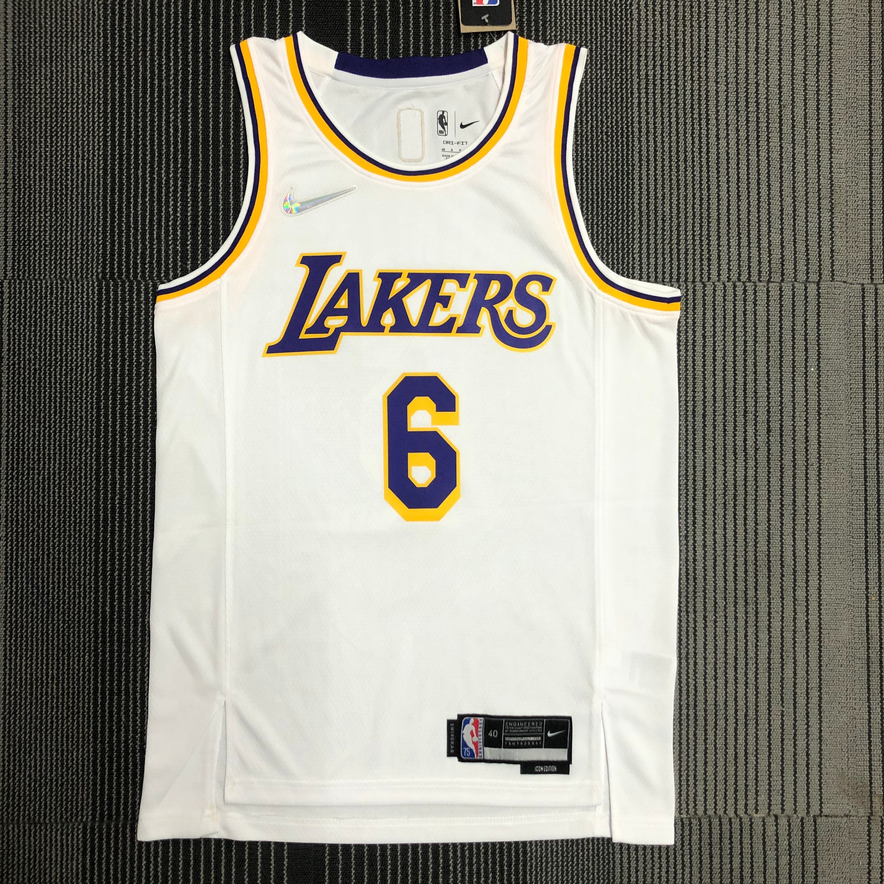 75th anniversary Lakers white No. 6 James